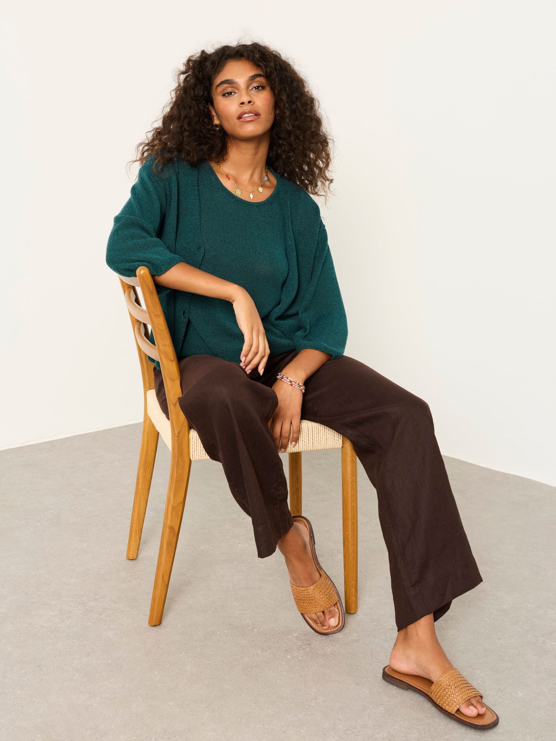 Bree Teal Blue Knitted Tank Top - Image 3 of 6