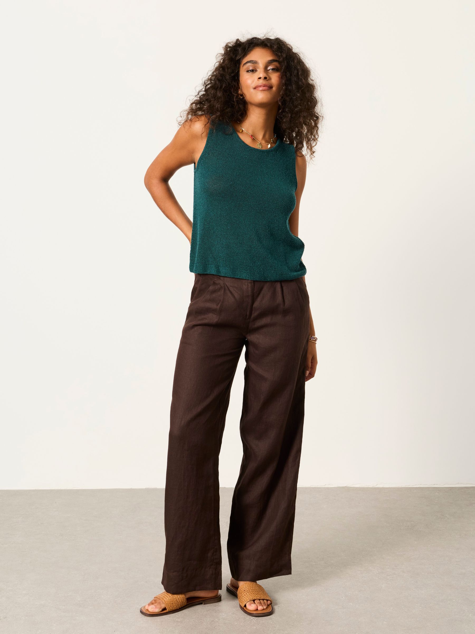 Bree Teal Blue Knitted Tank Top | FatFace USA