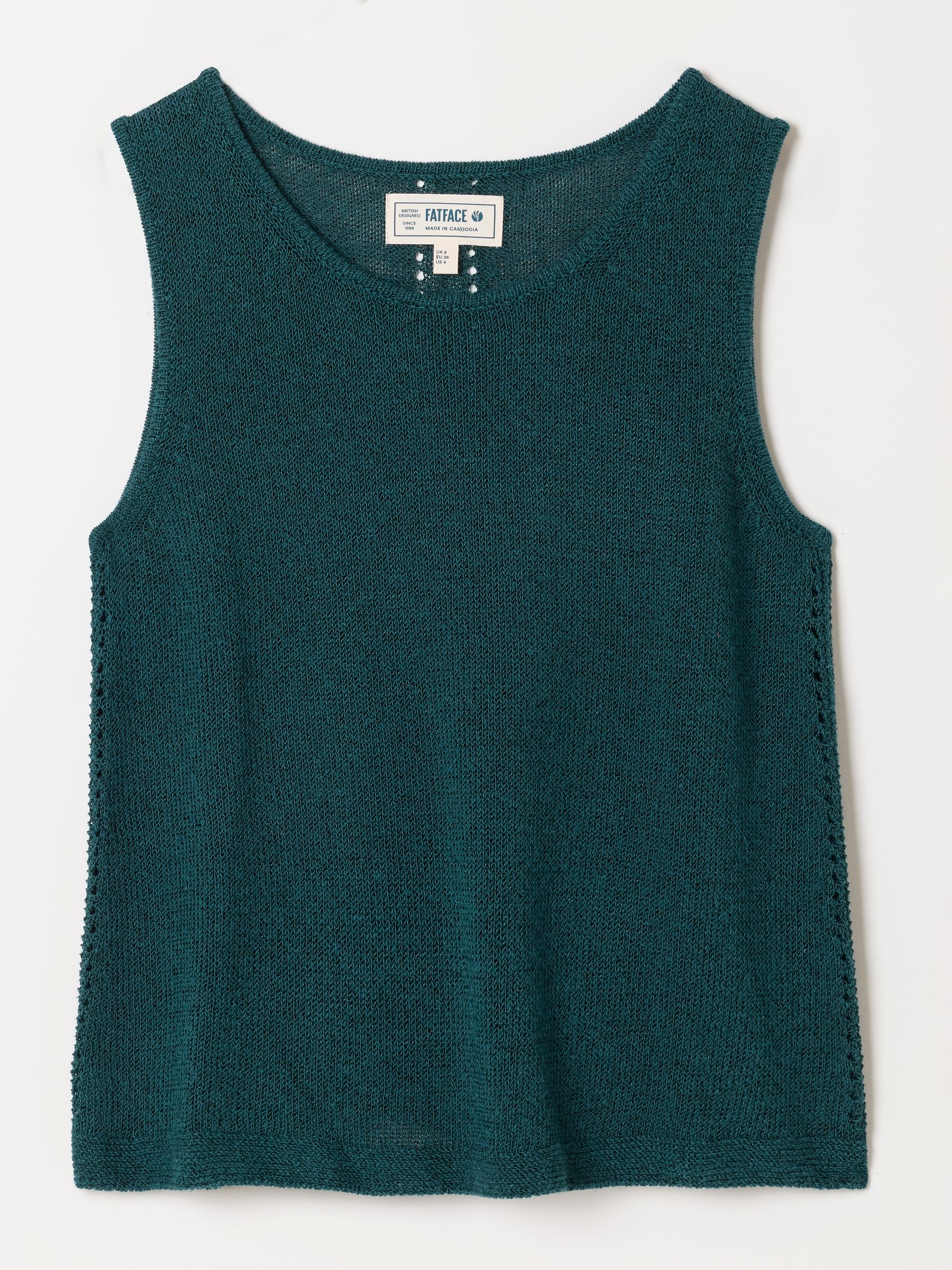 Bree Teal Blue Knitted Tank Top | FatFace USA