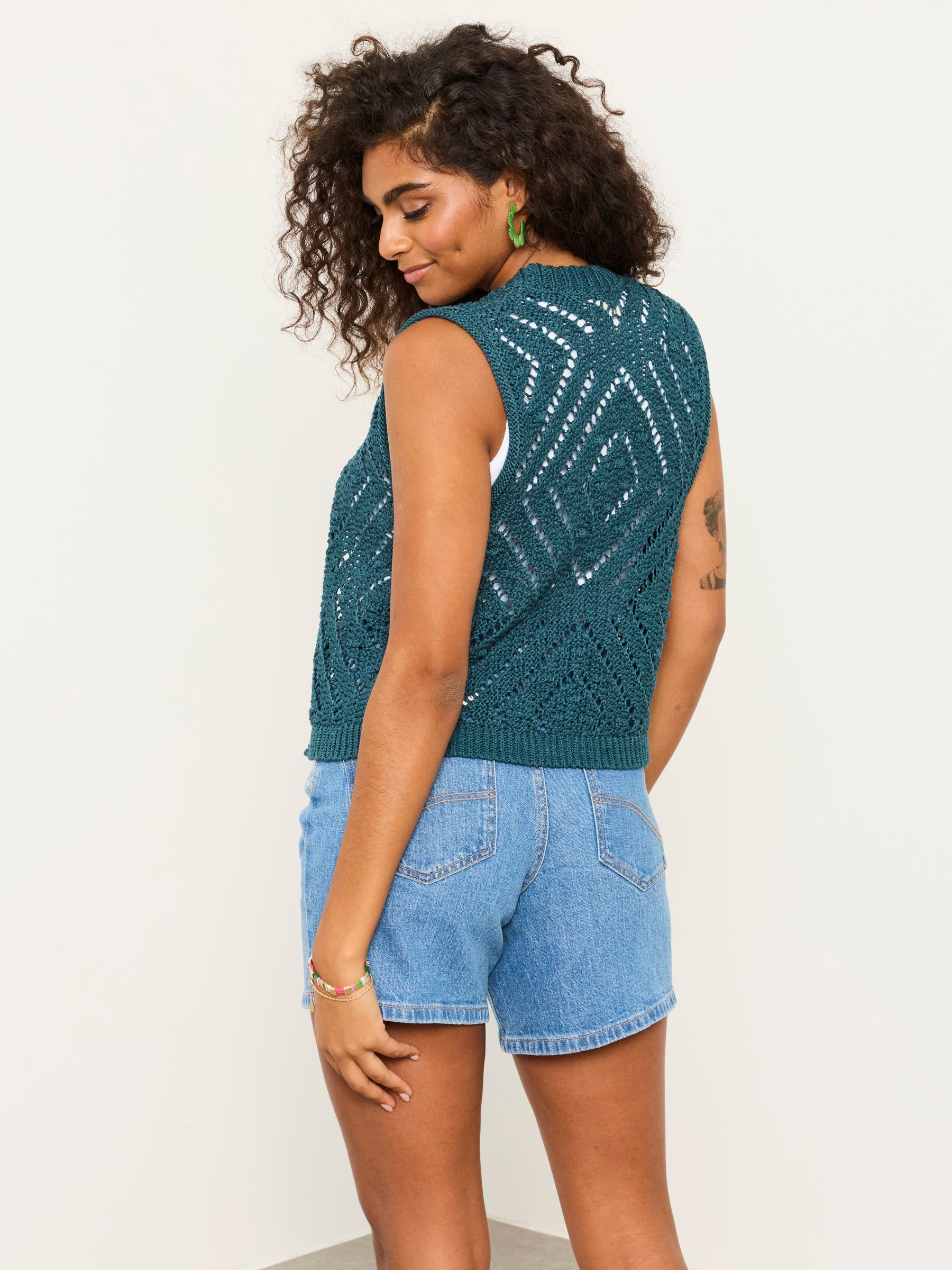 Michelle Teal Blue Knitted Tank - Image 2 of 6 Michelle Teal Blue Knitted Tank - Image 2 of 6