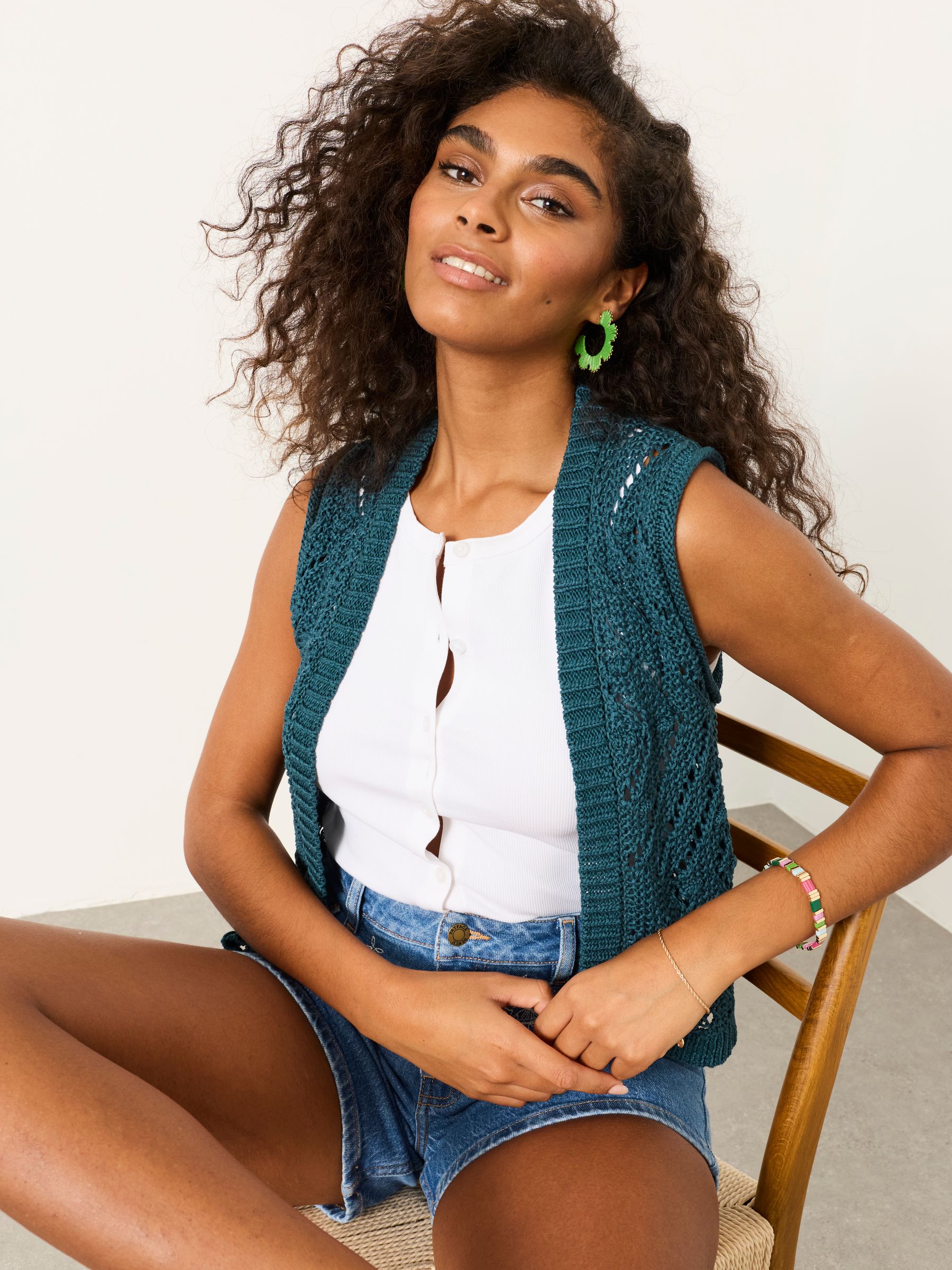 Michelle Teal Blue Knitted Tank - Image 4 of 6
