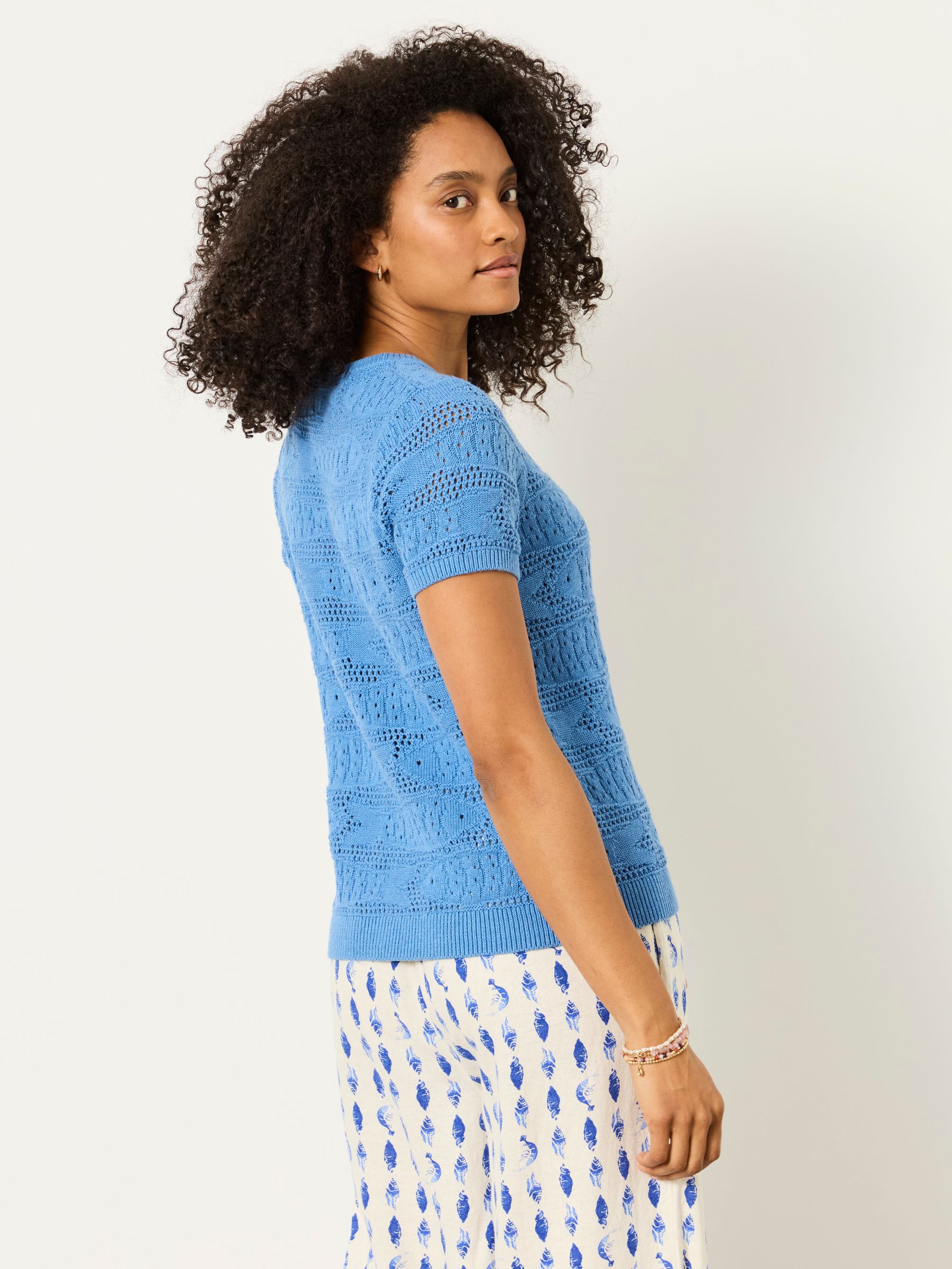 Mid Blue Sardine Knitted Pattern Top - Image 2 of 6
