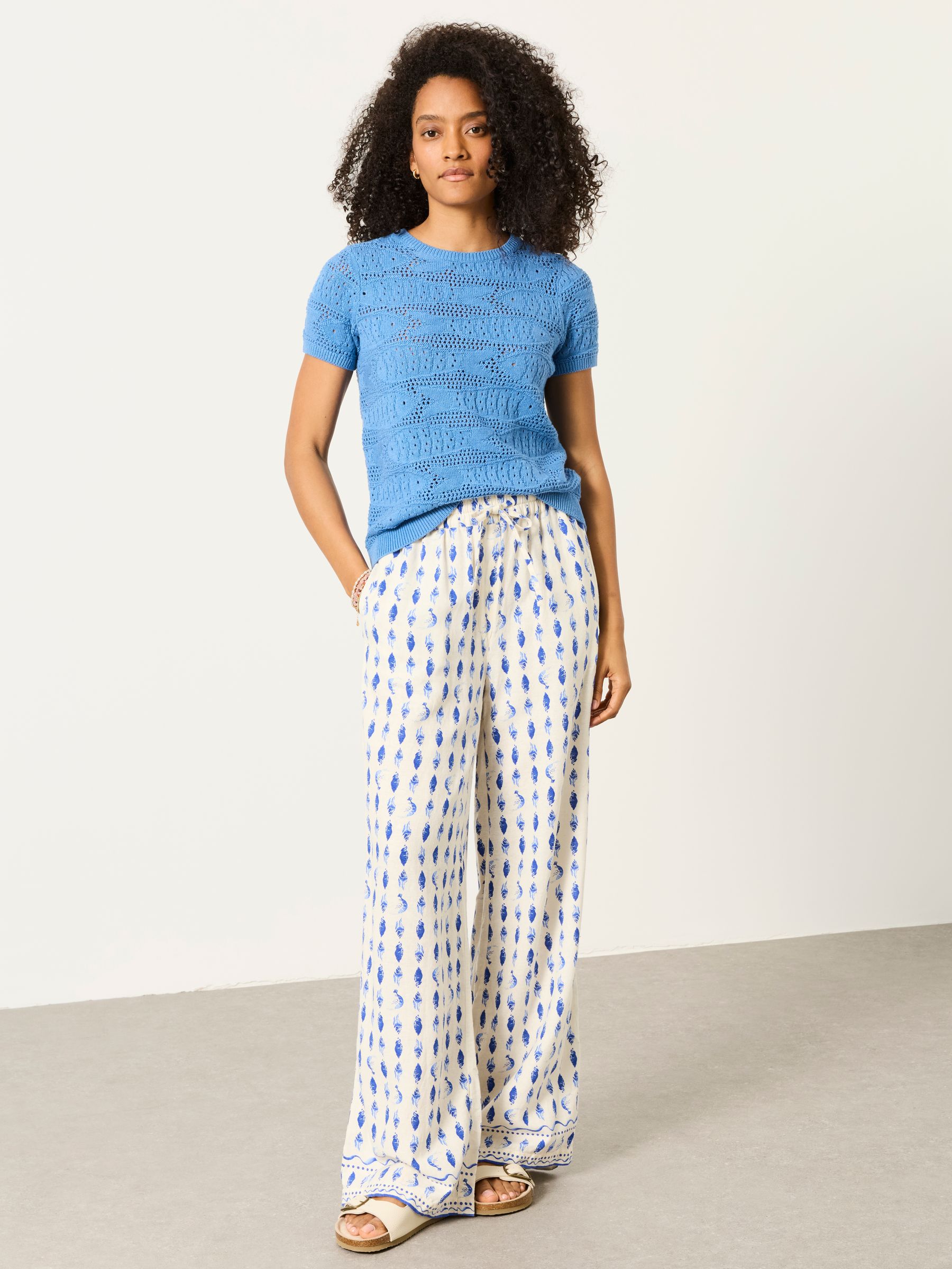 Mid Blue Sardine Knitted Pattern Top - Image 3 of 6