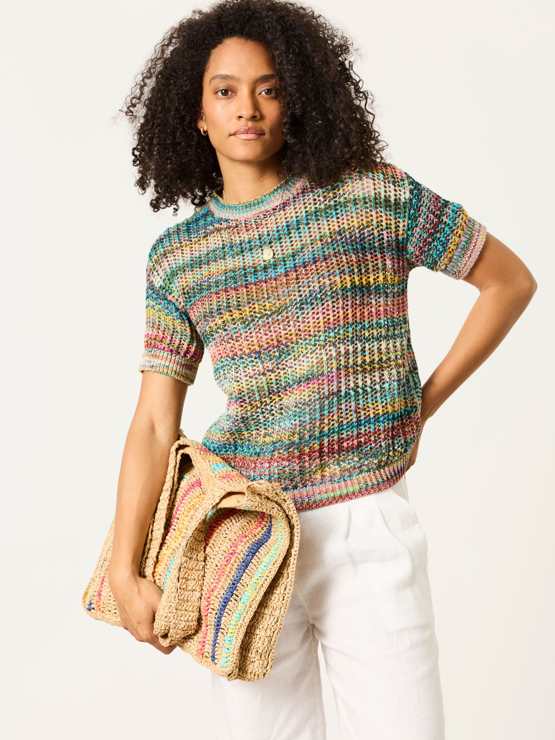 Maggie Green Knitted Open Stitch Top | FatFace USA