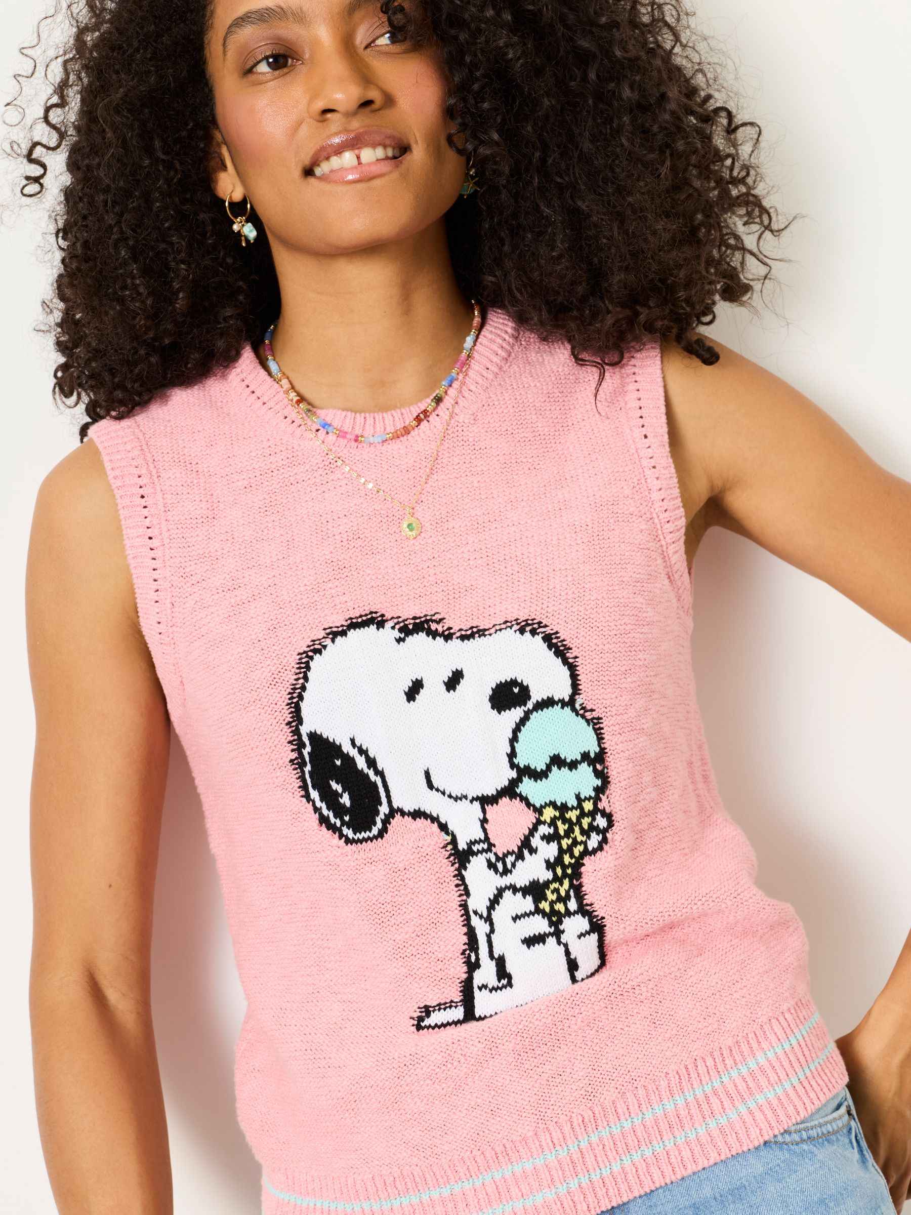 Pink Snoopy Knitted Tank | FatFace USA
