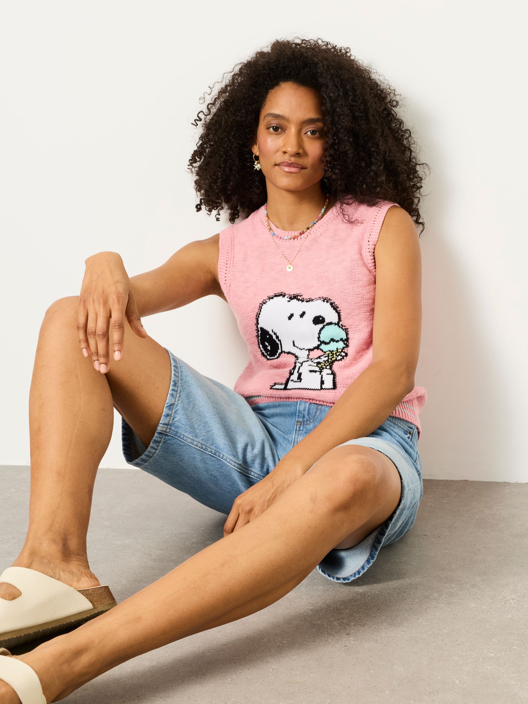 Pink Snoopy Knitted Tank | FatFace USA