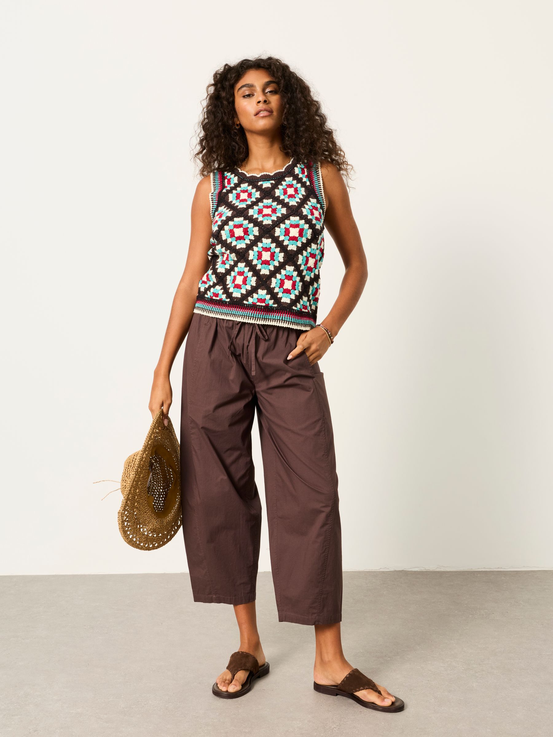 Brown Bea Knitted Crochet Top - Image 6 of 7