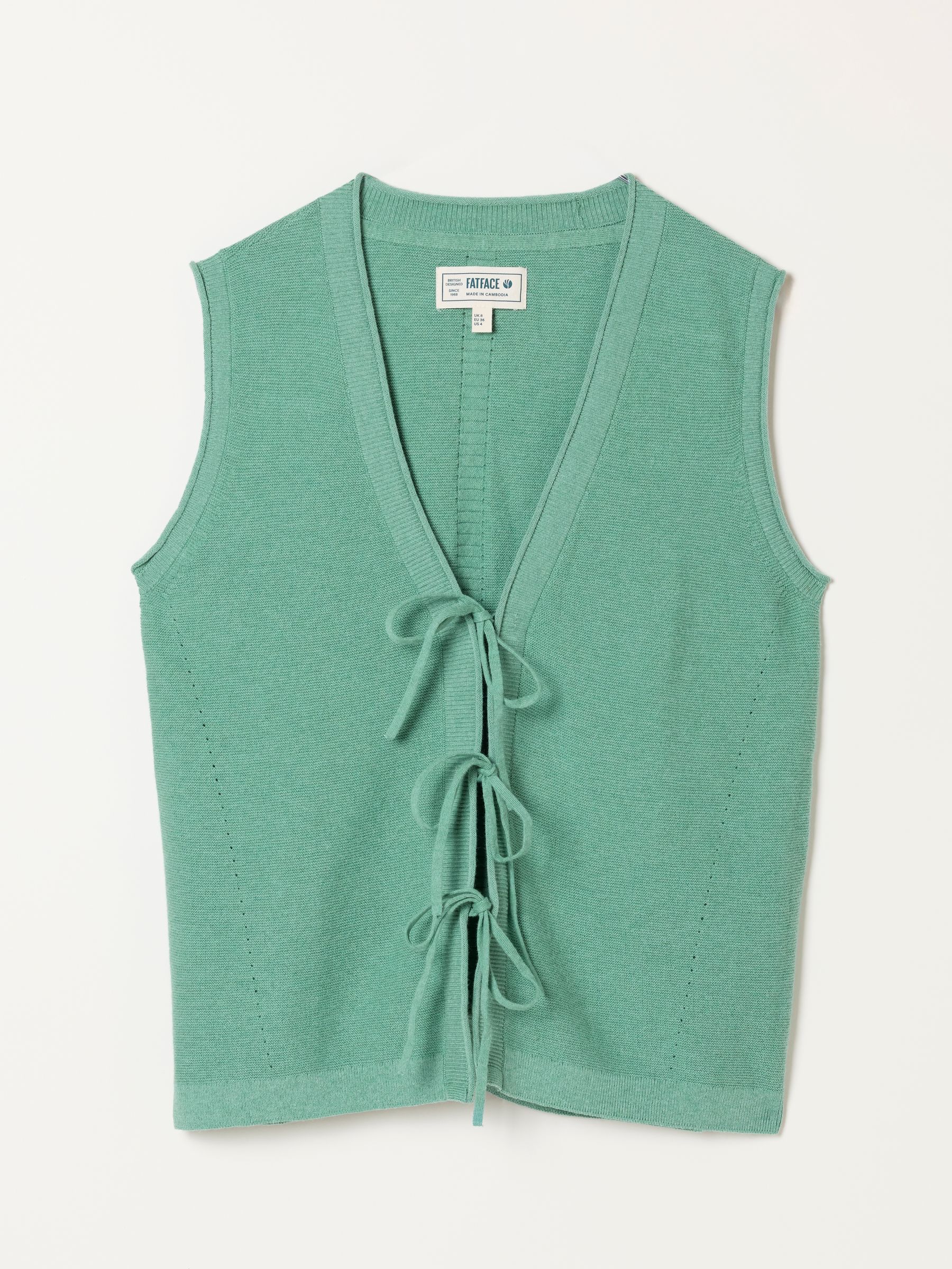 Green Fia Tie Front Knitted  Vest - Image 5 of 5