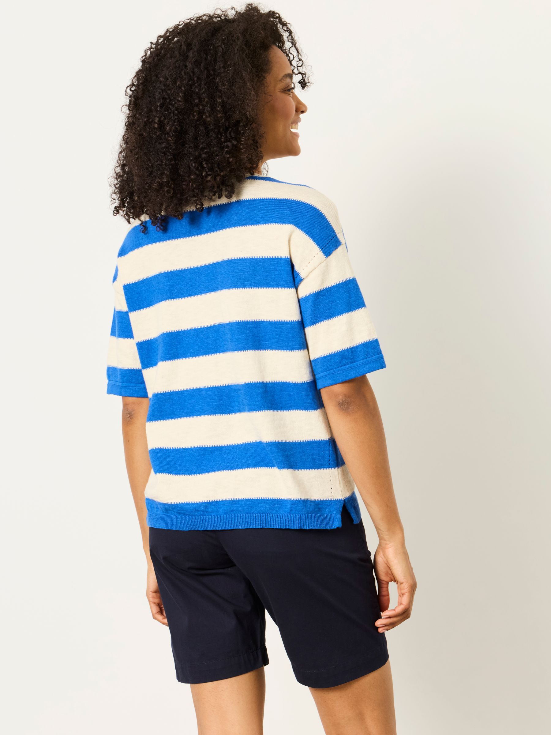 Abigail Cobalt Blue Stripe Knitted Top - Image 2 of 5