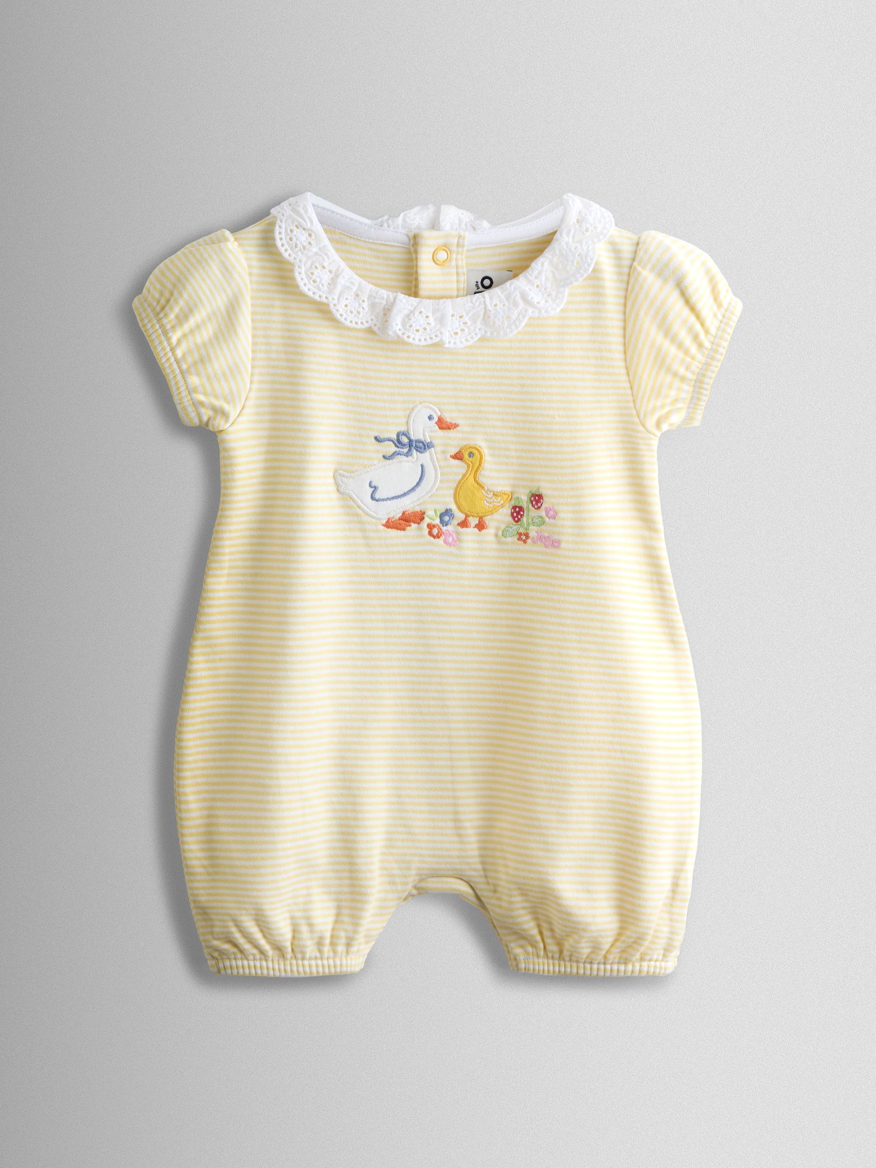 Yellow Duck & Floral 2-Pack Broderie Collar Rompers - Image 2 of 7