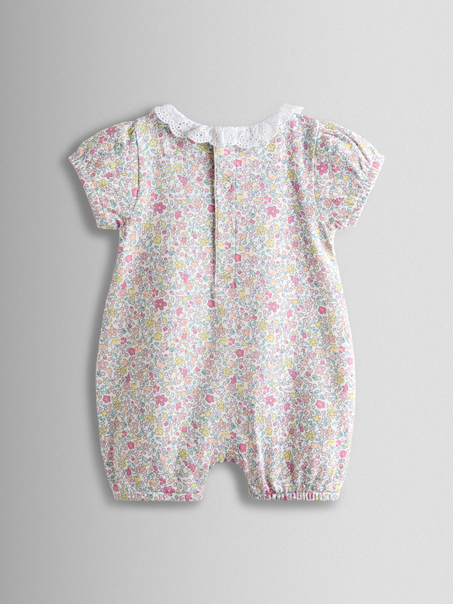 Yellow Duck & Floral 2-Pack Broderie Collar Rompers - Image 5 of 7