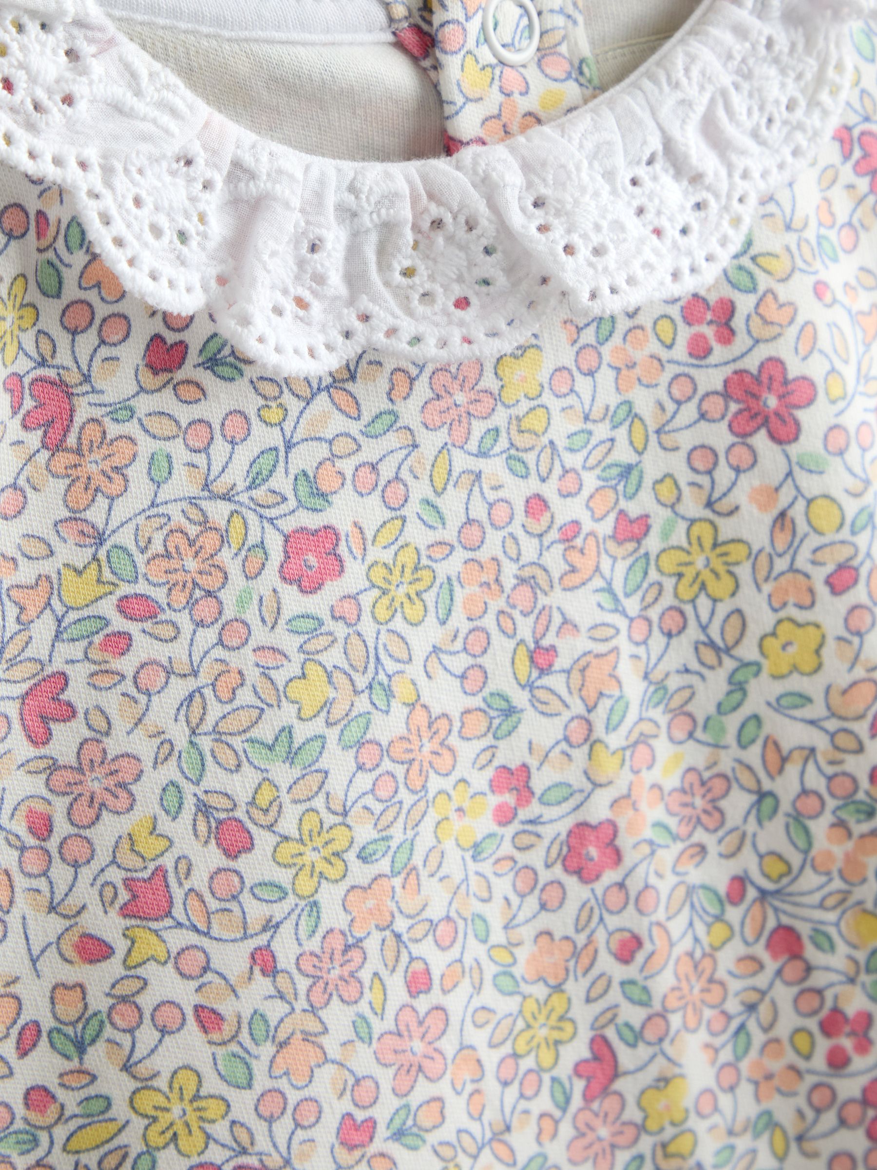 Yellow Duck & Floral 2-Pack Broderie Collar Rompers - Image 7 of 7