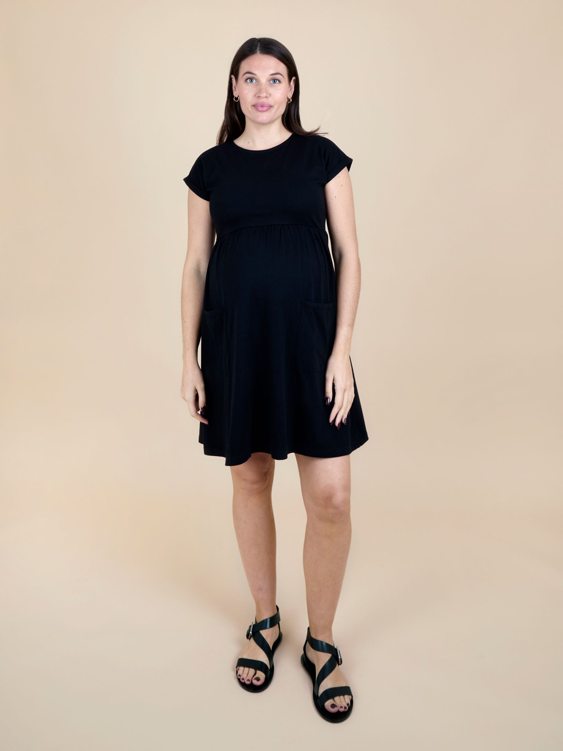 True Black Short Sleeve Pocket Detail T-Shirt Mini Dress - Image 1 of 6