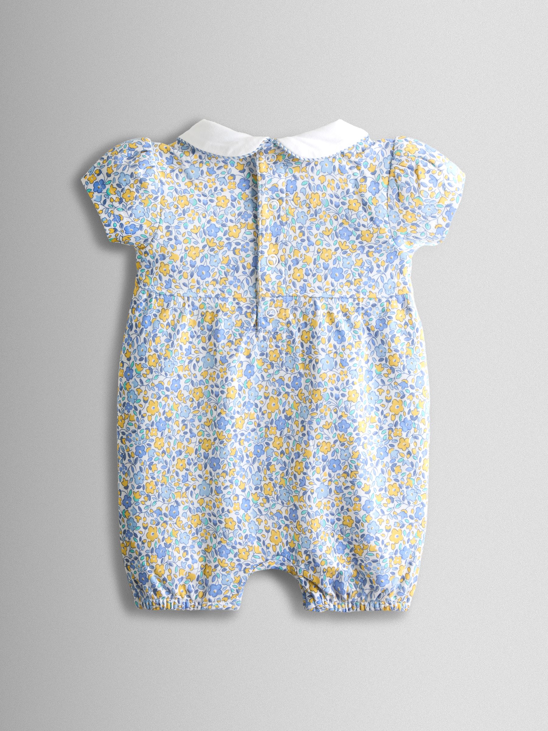 Light Blue Floral Collared Smocked Romper - Image 3 of 6