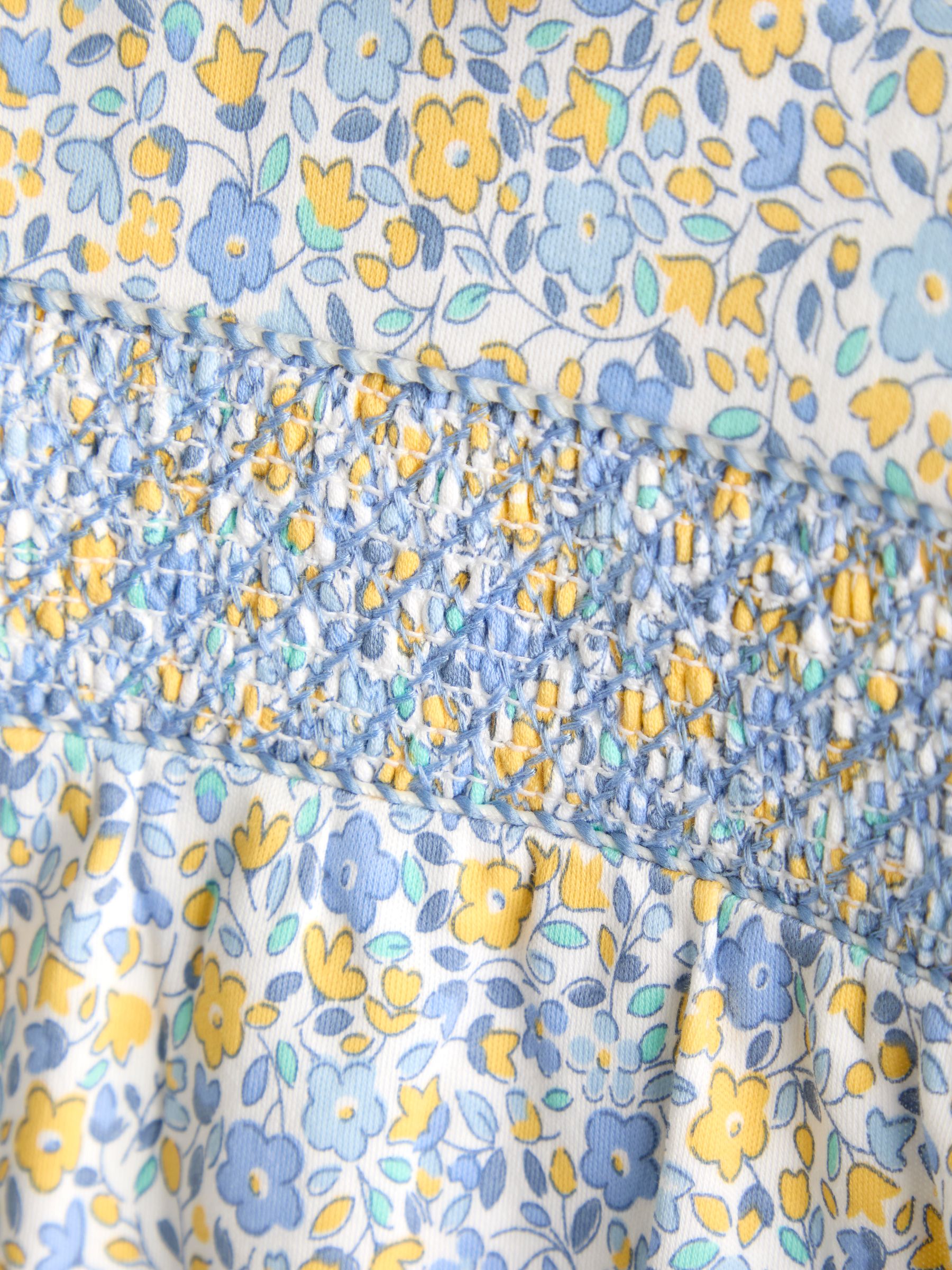 Light Blue Floral Collared Smocked Romper - Image 4 of 4