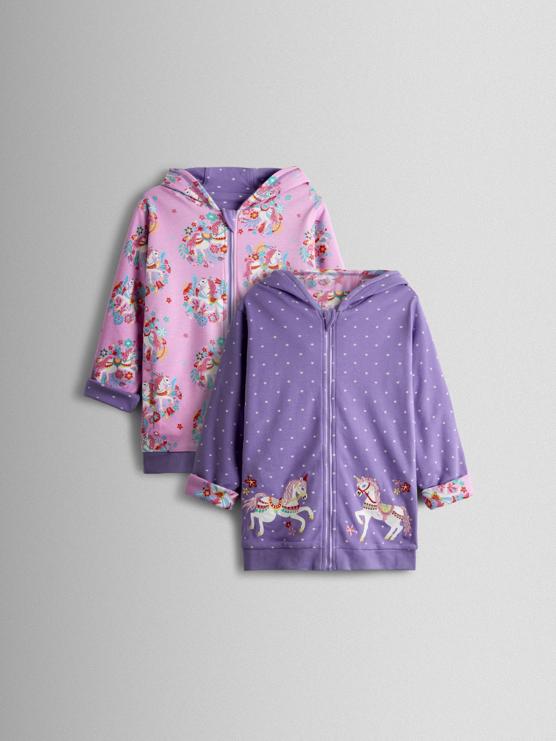 Purple Unicorn Pretty Appliqué Reversible Hoodie - Image 1 of 9