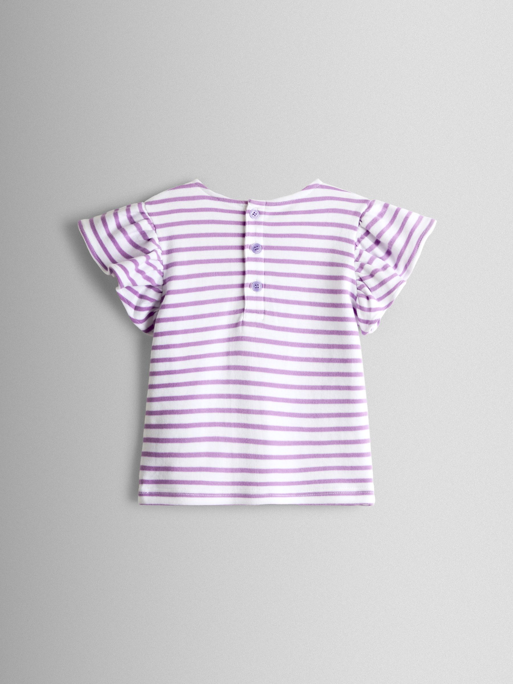 Lilac Purple Strawberry Appliqué Sleeve T-shirt - Image 3 of 4