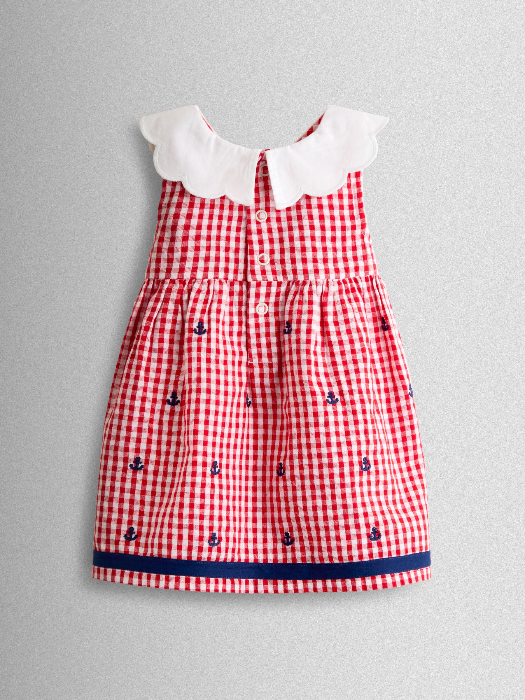 Red Gingham Nautical Embroidered Sailor Baby Dress - Image 3 of 7