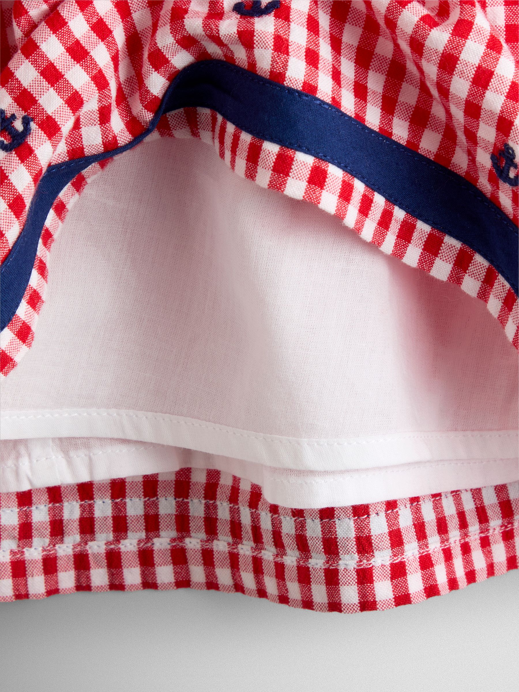 Red Gingham Nautical Embroidered Sailor Baby Dress - Image 7 of 7