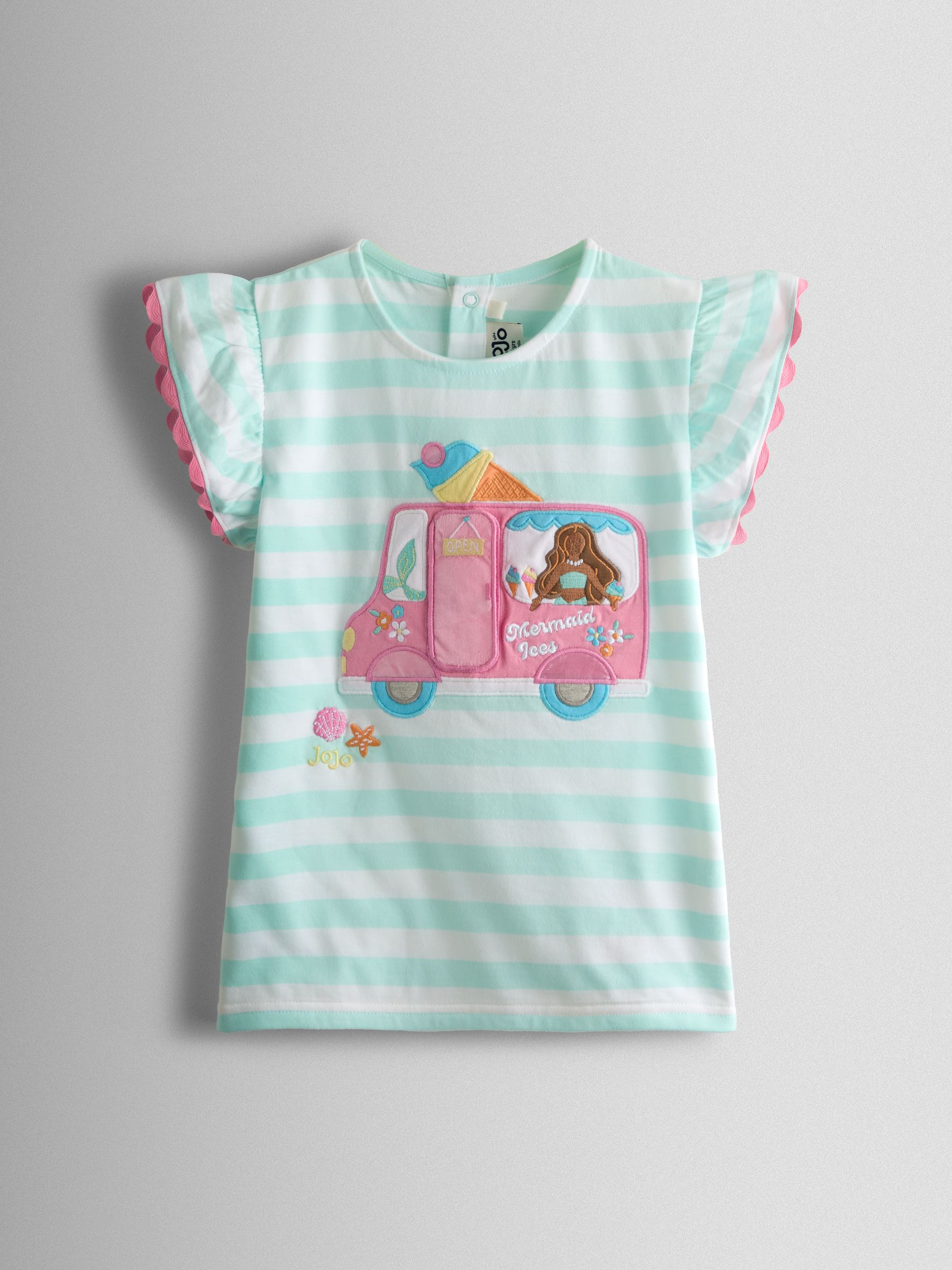 Green Mermaid Applique Frill Sleeve T-Shirt - Image 1 of 4 Green Mermaid Applique Frill Sleeve T-Shirt - Image 1 of 4