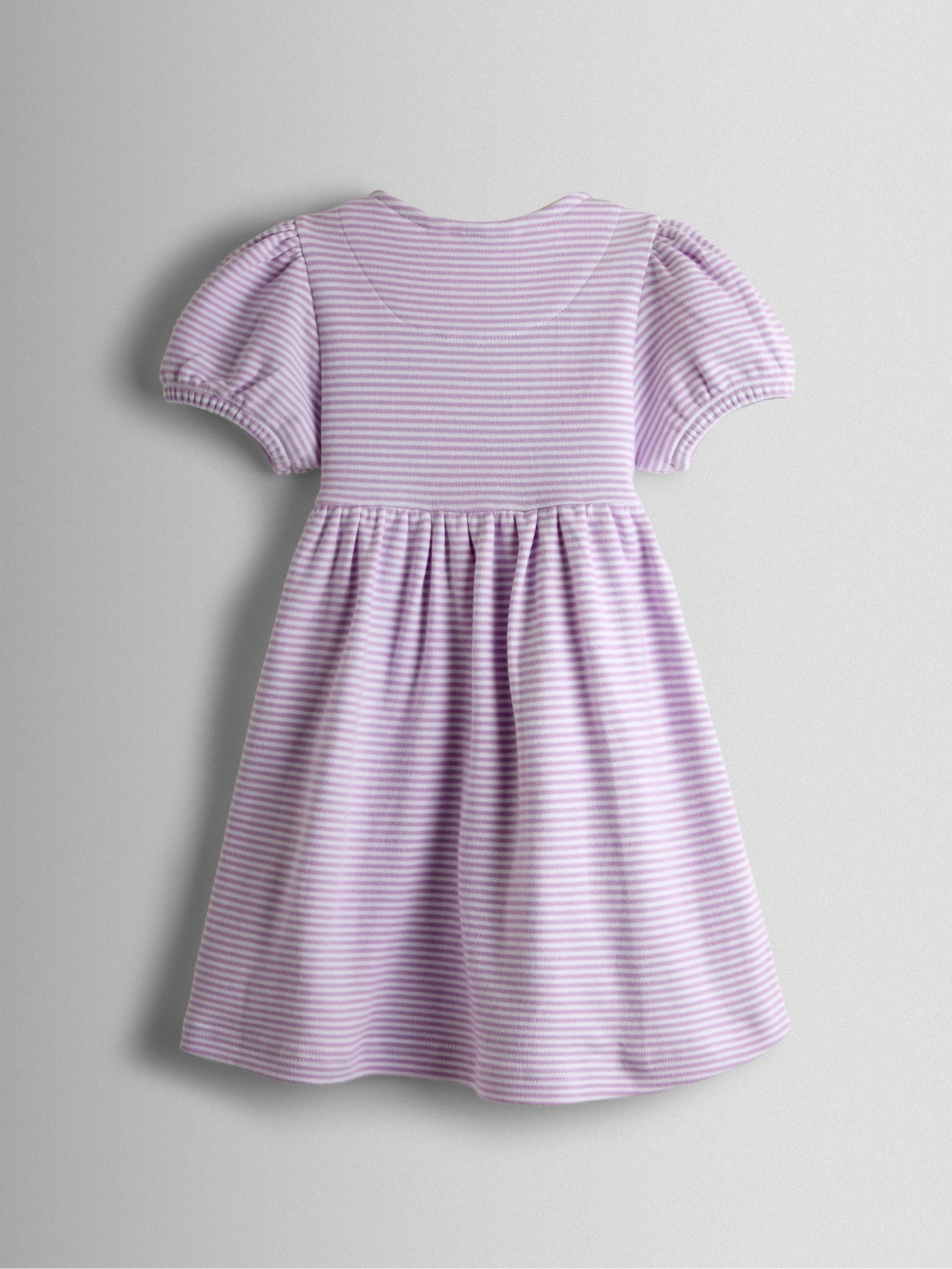 Lilac Purple Fairy Picnic Appliqué Puff Sleeve Button Front Dress - Image 2 of 3