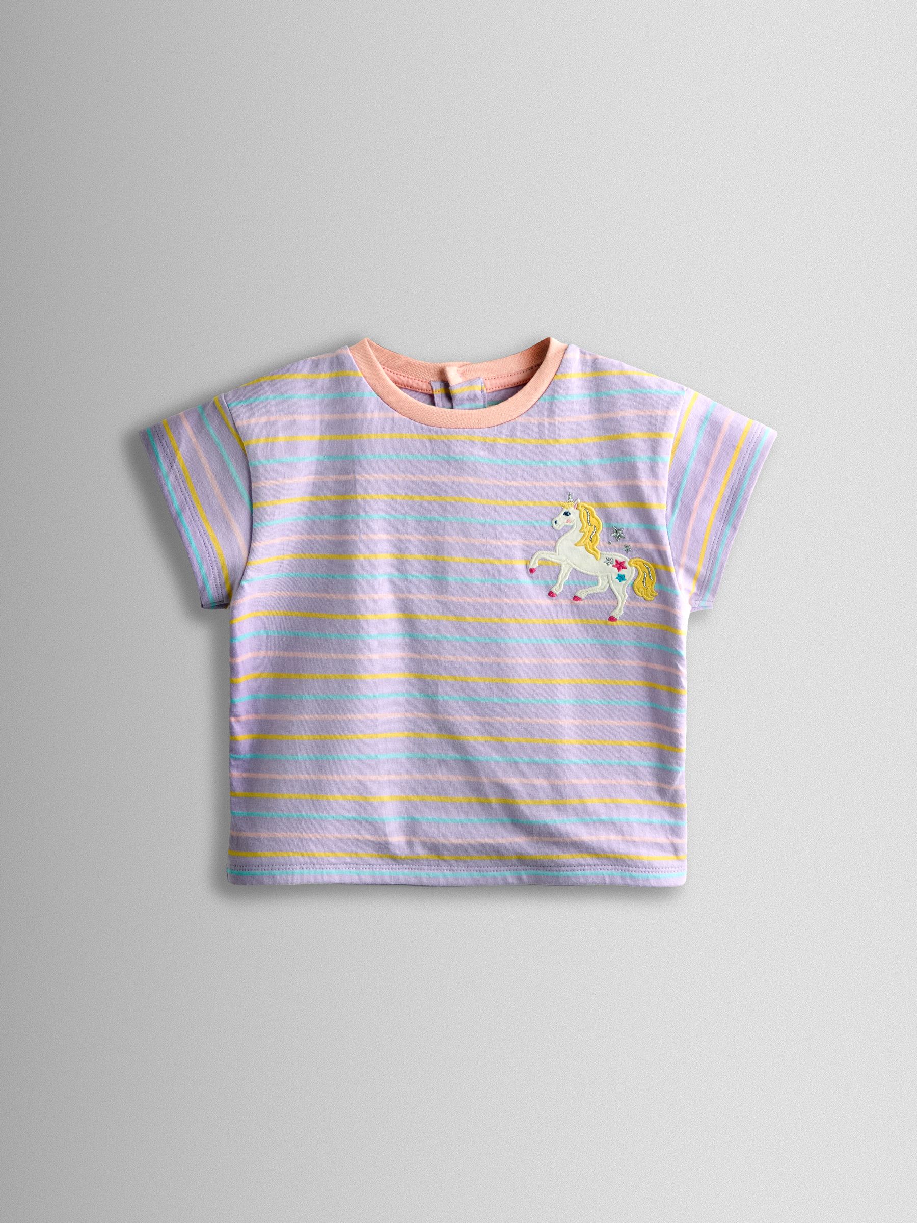 Lilac Purple Unicorn Stripe Relaxed T-Shirt - Image 1 of 3