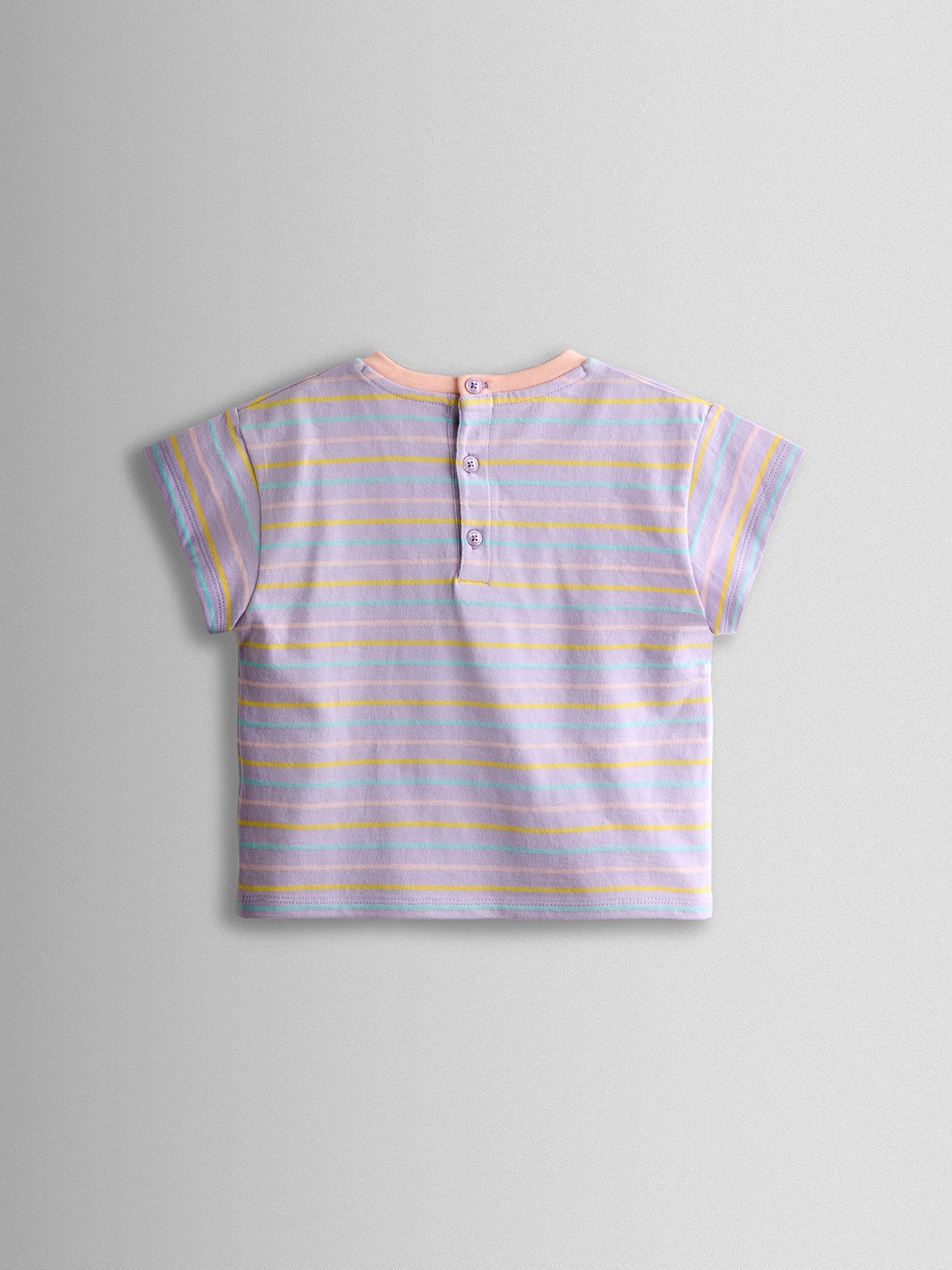 Lilac Purple Unicorn Stripe Relaxed T-Shirt - Image 2 of 3