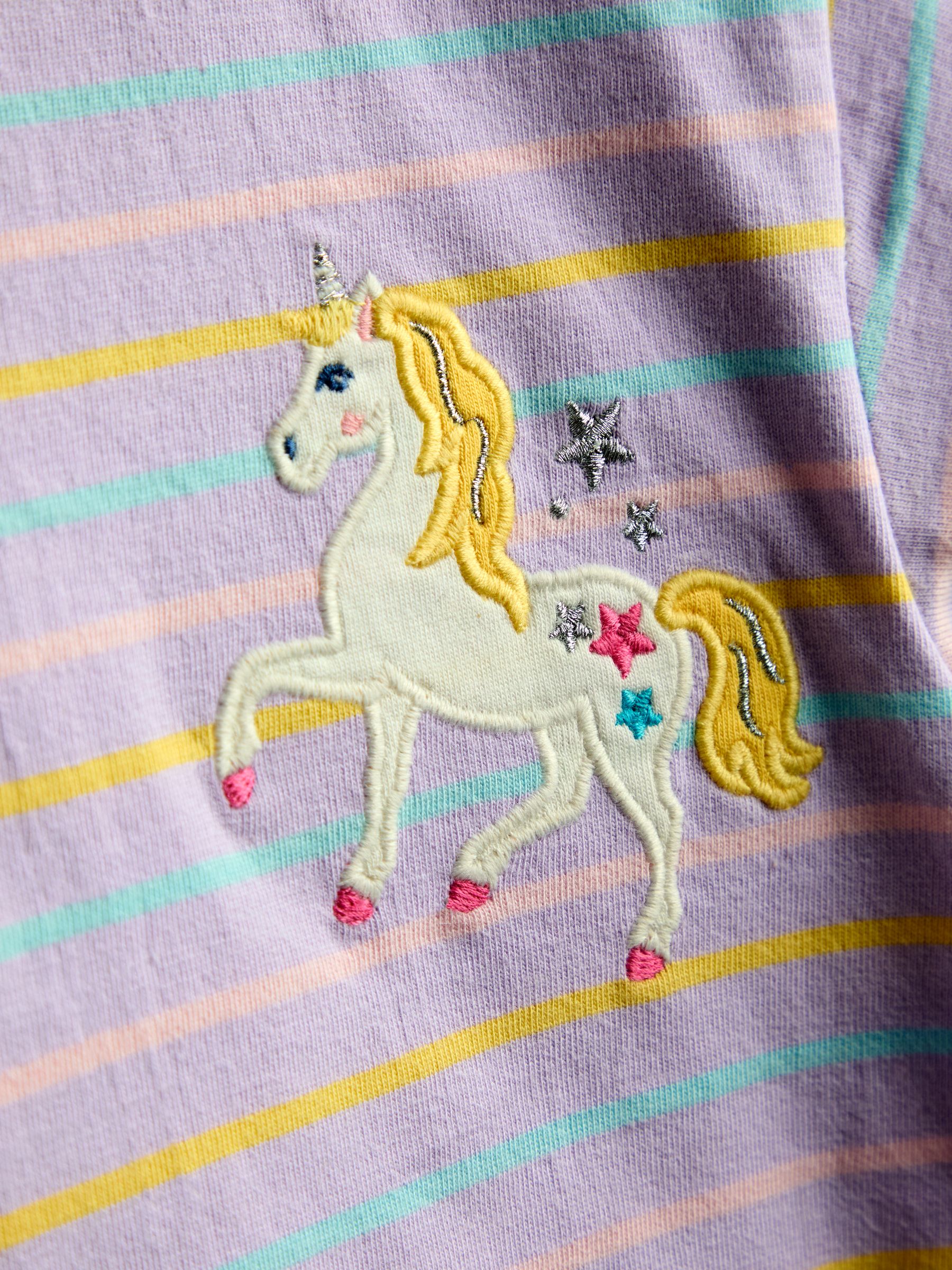 Lilac Purple Unicorn Stripe Relaxed T-Shirt - Image 3 of 3
