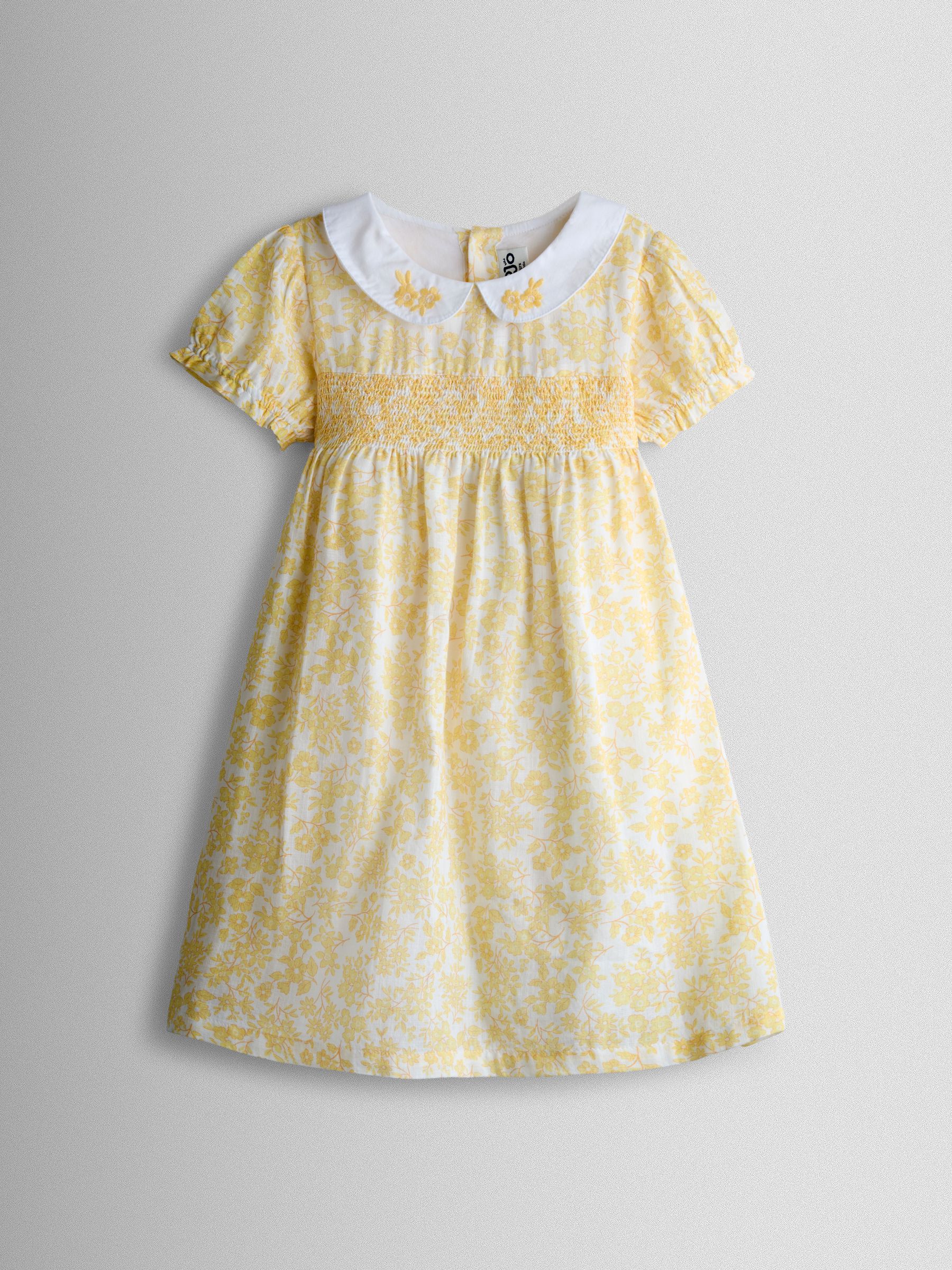 Yellow Garden Floral Smocked Woven Dress - Image 2 of 6