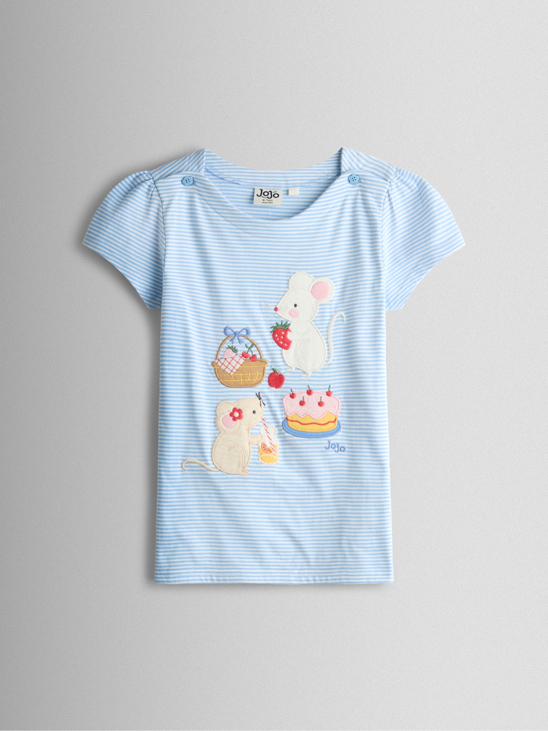 Blue Appliqué Button Shoulder T-Shirt - Image 1 of 3