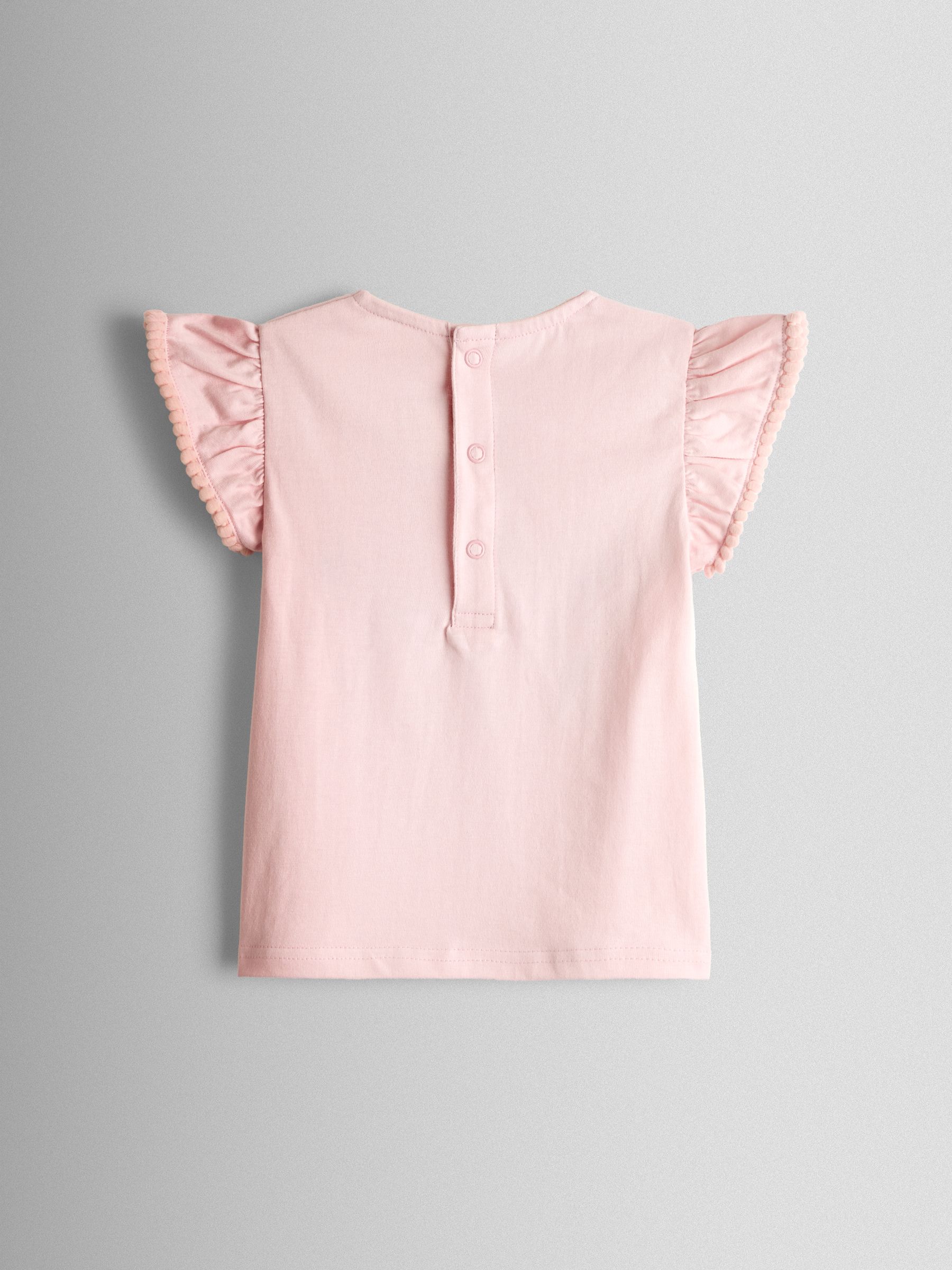 Pink Applique Frill Shoulder T-Shirt - Image 2 of 3 Pink Applique Frill Shoulder T-Shirt - Image 2 of 3