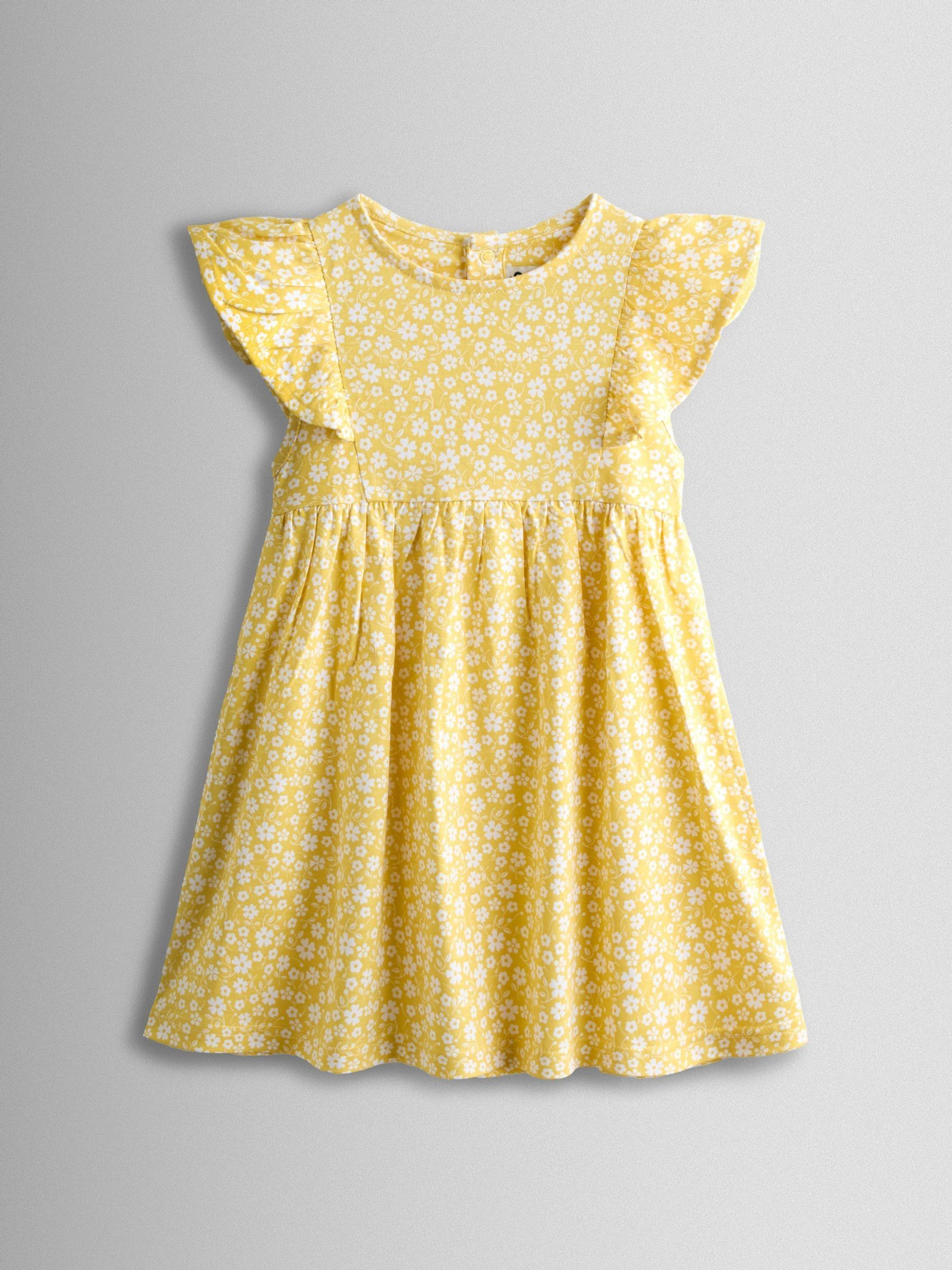 Yellow Ditsy Floral Ruffle Sleeve Dress - Image 1 of 4