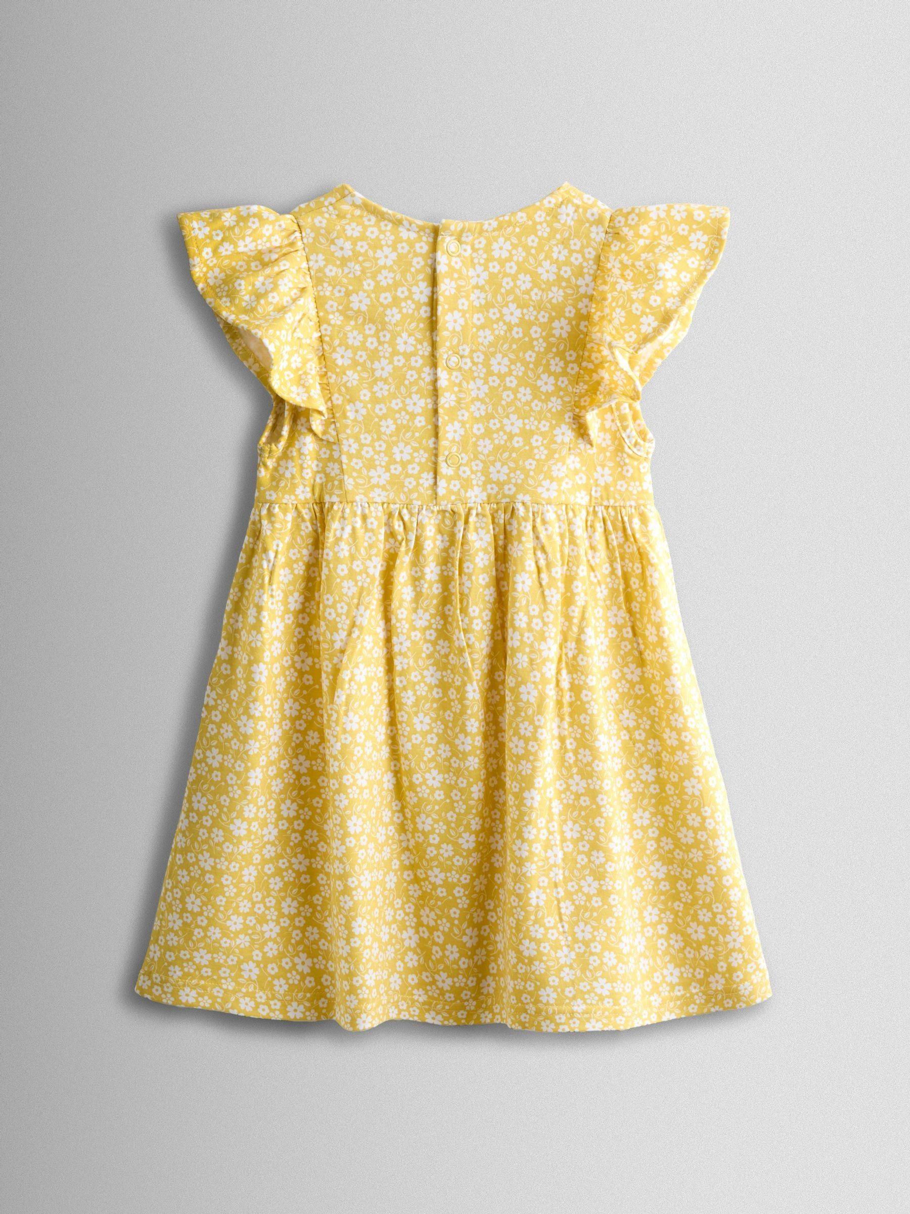Yellow Ditsy Floral Ruffle Sleeve Dress - Image 2 of 4