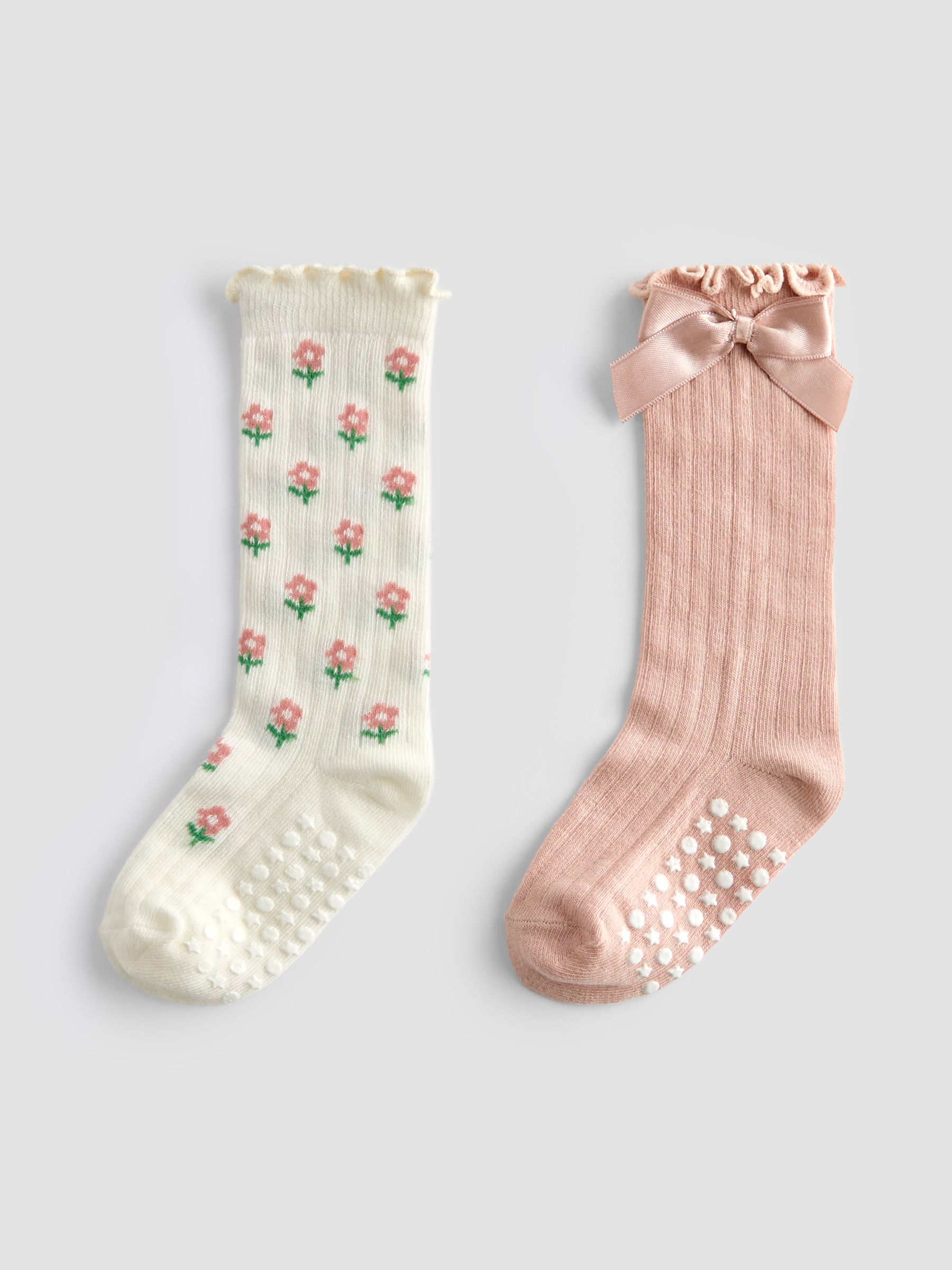 Pink 2-Pack Ditsy Floral Knee High Socks - Image 1 of 4