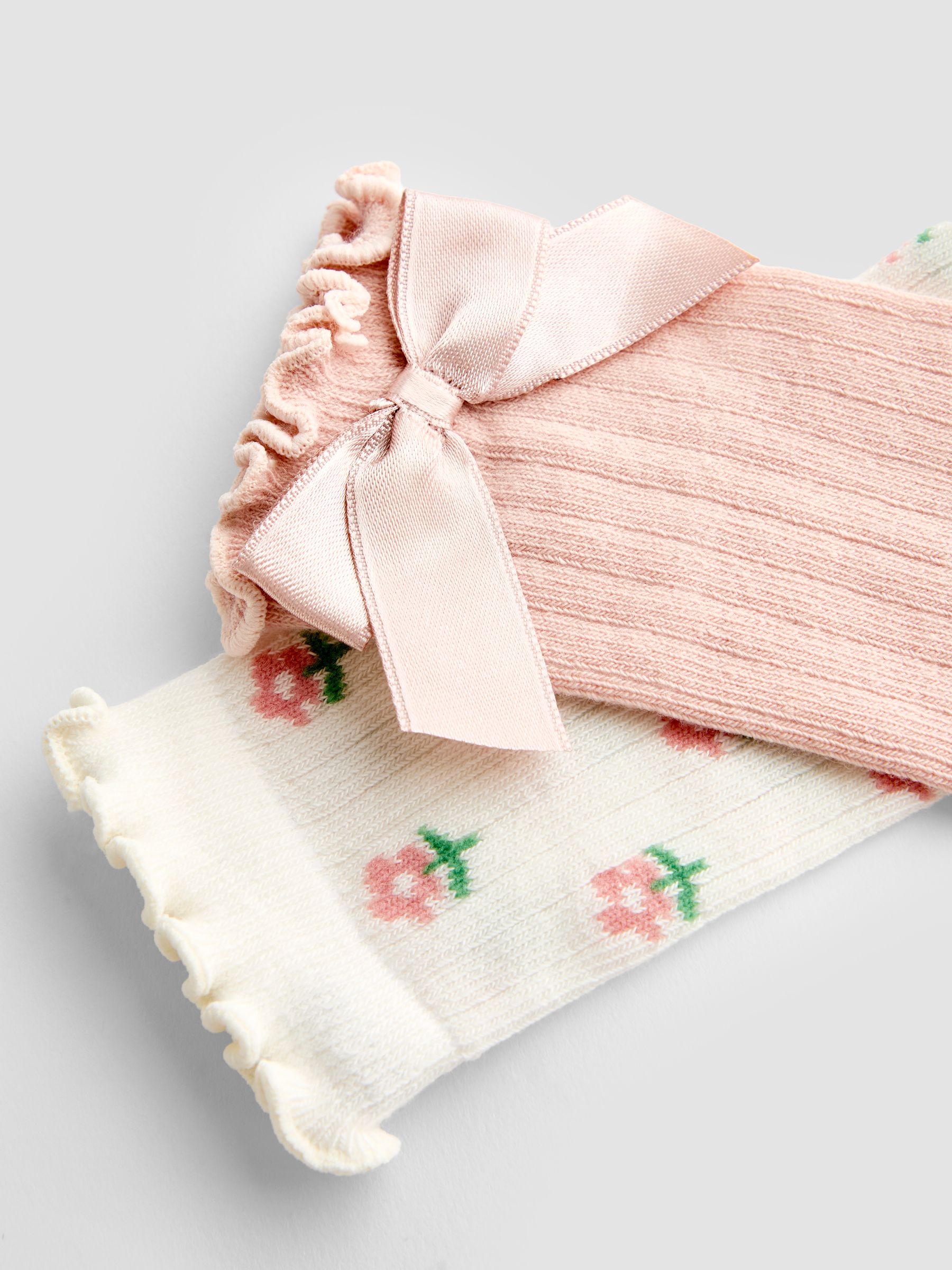 Pink 2-Pack Ditsy Floral Knee High Socks - Image 4 of 4