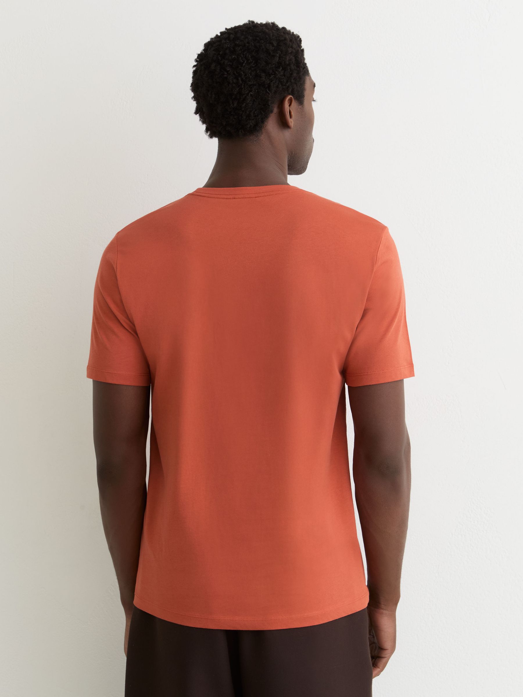 Cotton Crew-Neck Tailored-Fit T-Shirt in Coral - Image 5 of 6
