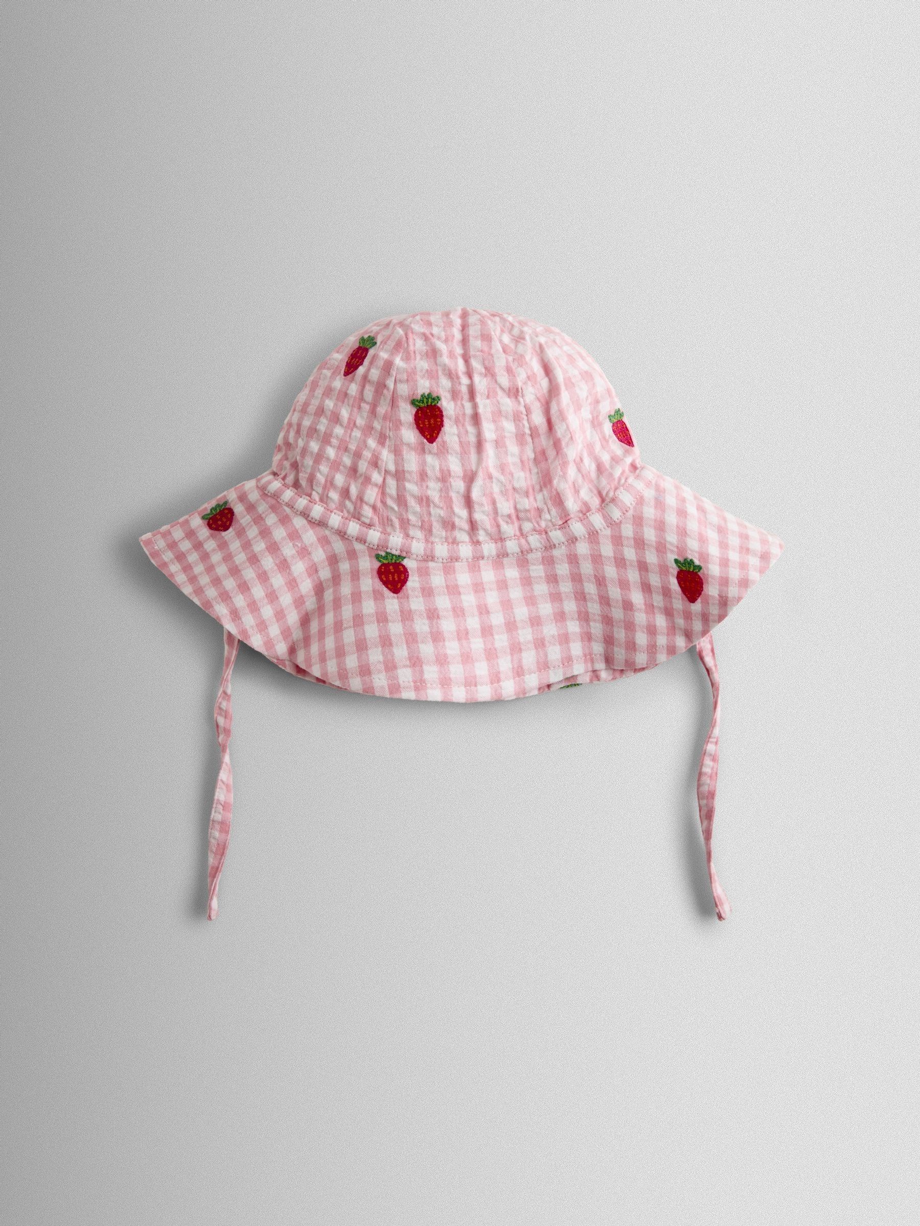 Pink Strawberry Embroidered Frill Romper & Hat Set - Image 5 of 7