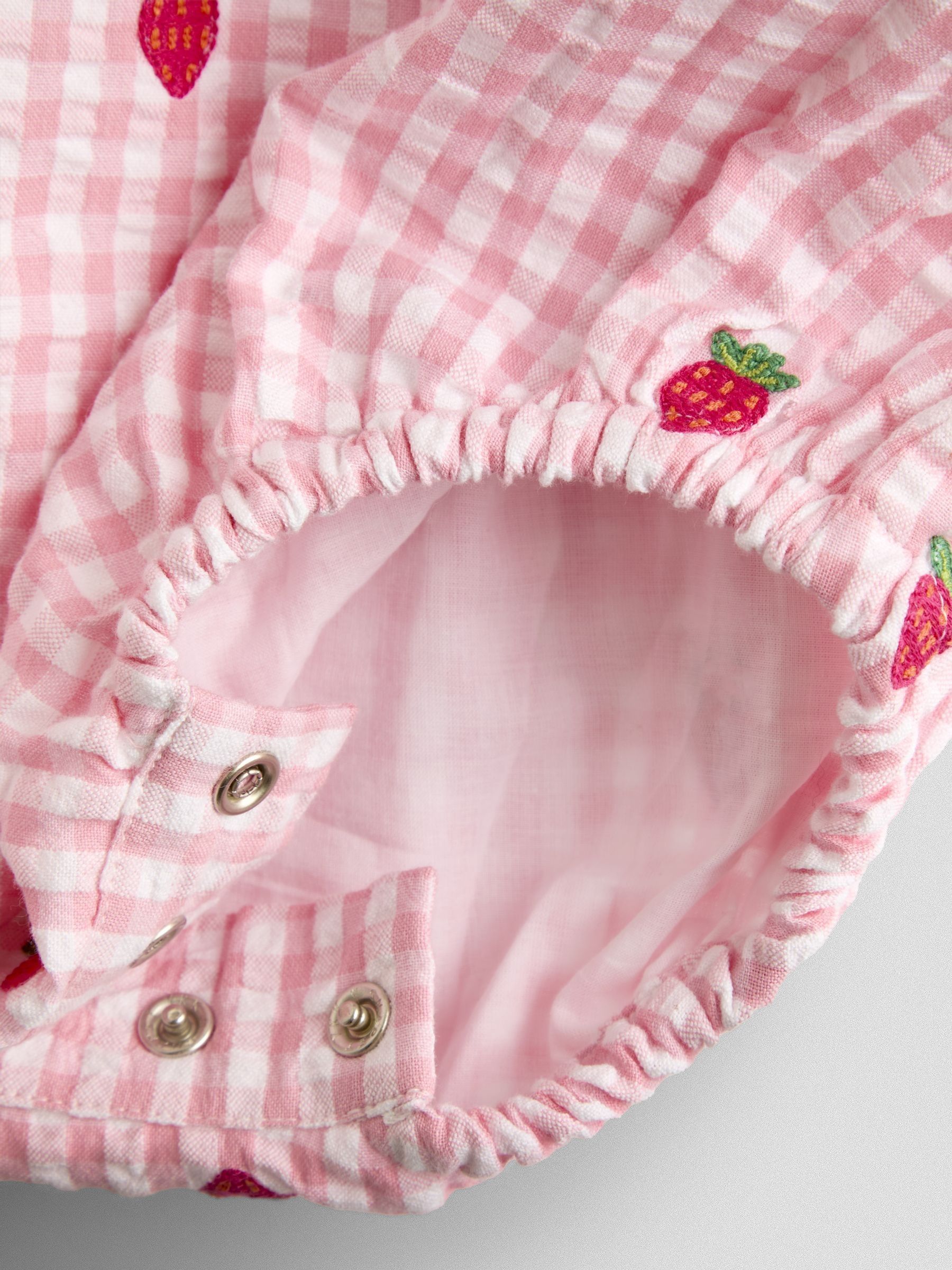 Pink Strawberry Embroidered Frill Romper & Hat Set - Image 6 of 7
