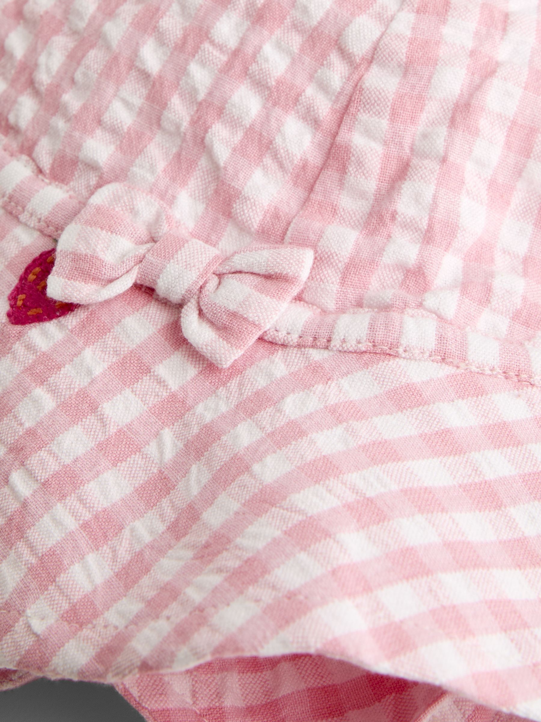 Pink Strawberry Embroidered Frill Romper & Hat Set - Image 7 of 7