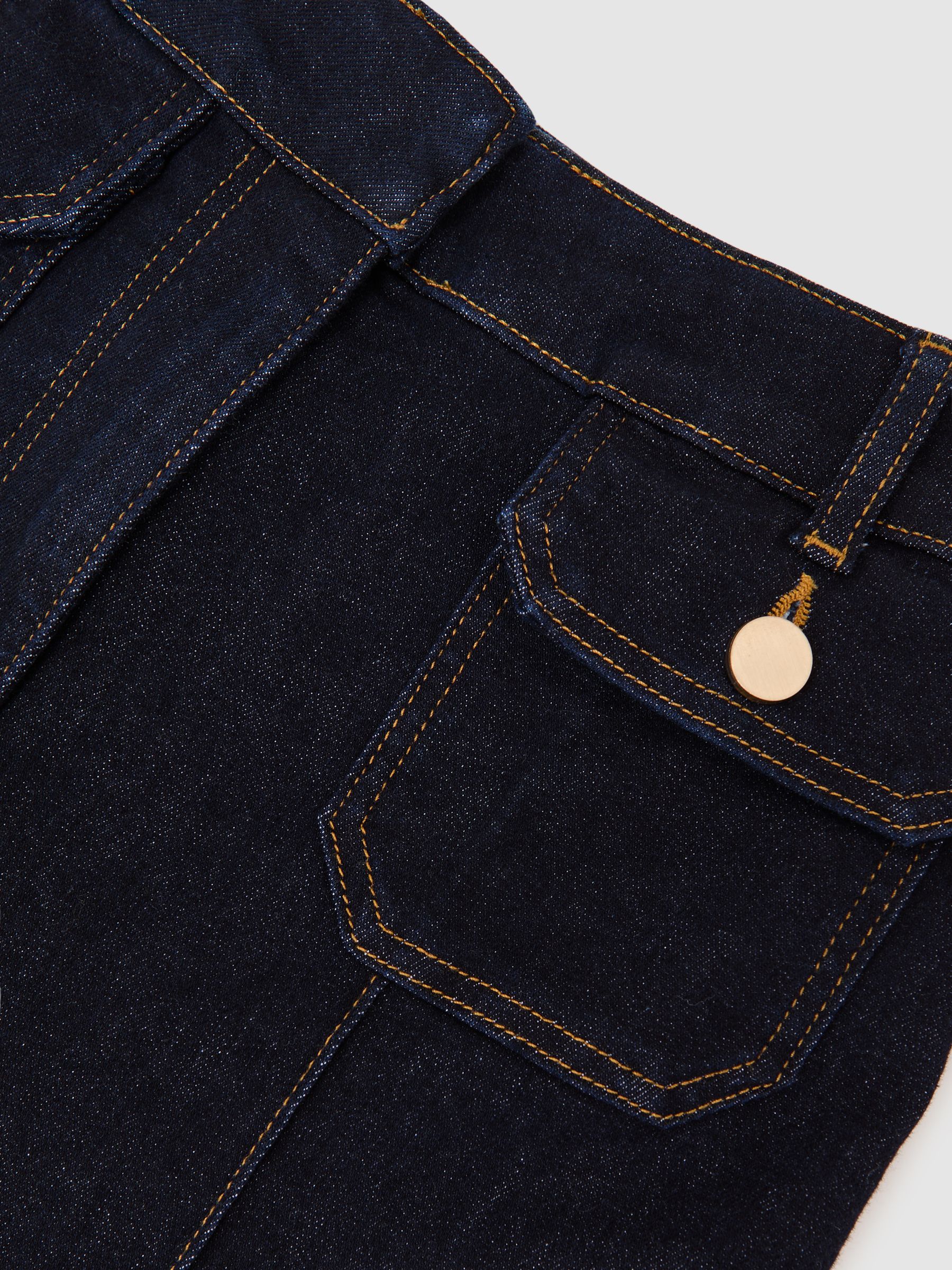 Flared Pocket-Detail Jeans in Dark Blue - image 3