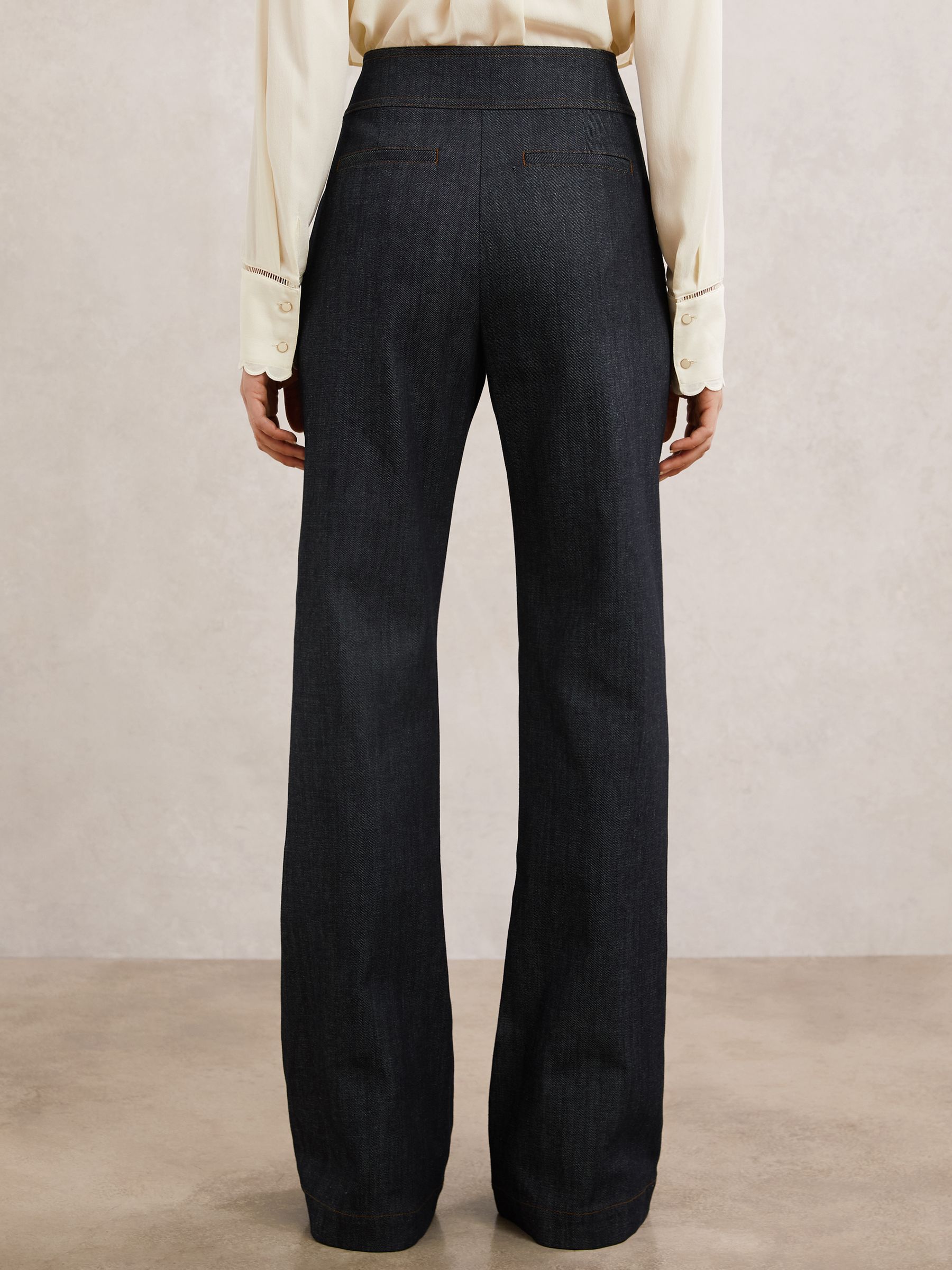 Petite Button-Detail Flared Jeans in Dark Blue - image 5