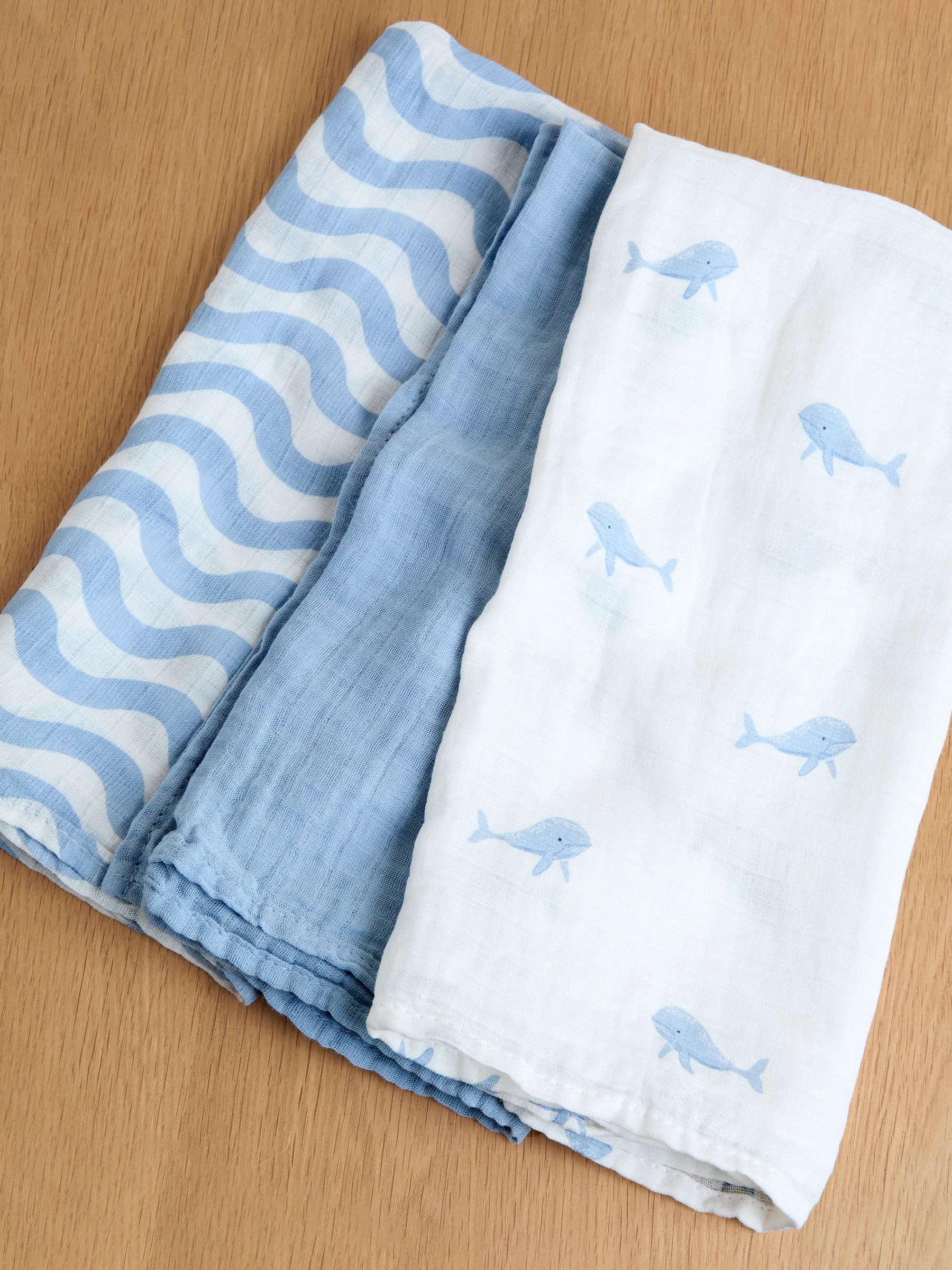 Blue Whale 3-Pack Muslins - Image 1 of 1