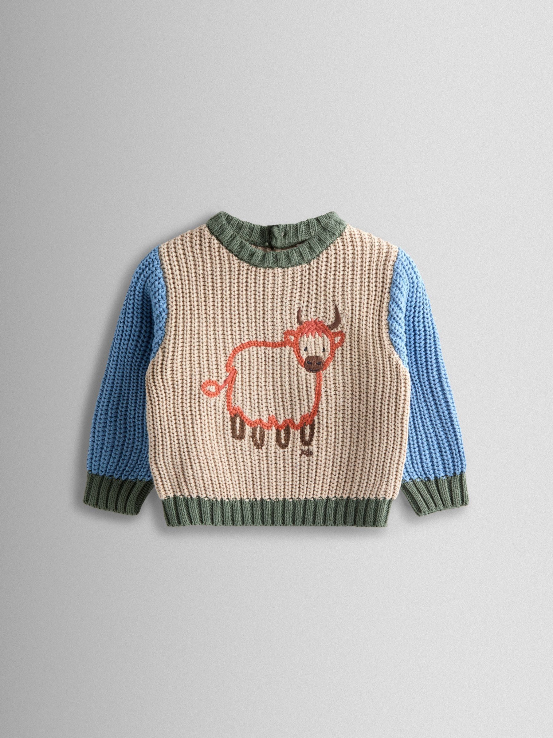 Natural Highland Cow Embroidered Tractor Jumper - Image 1 of 3