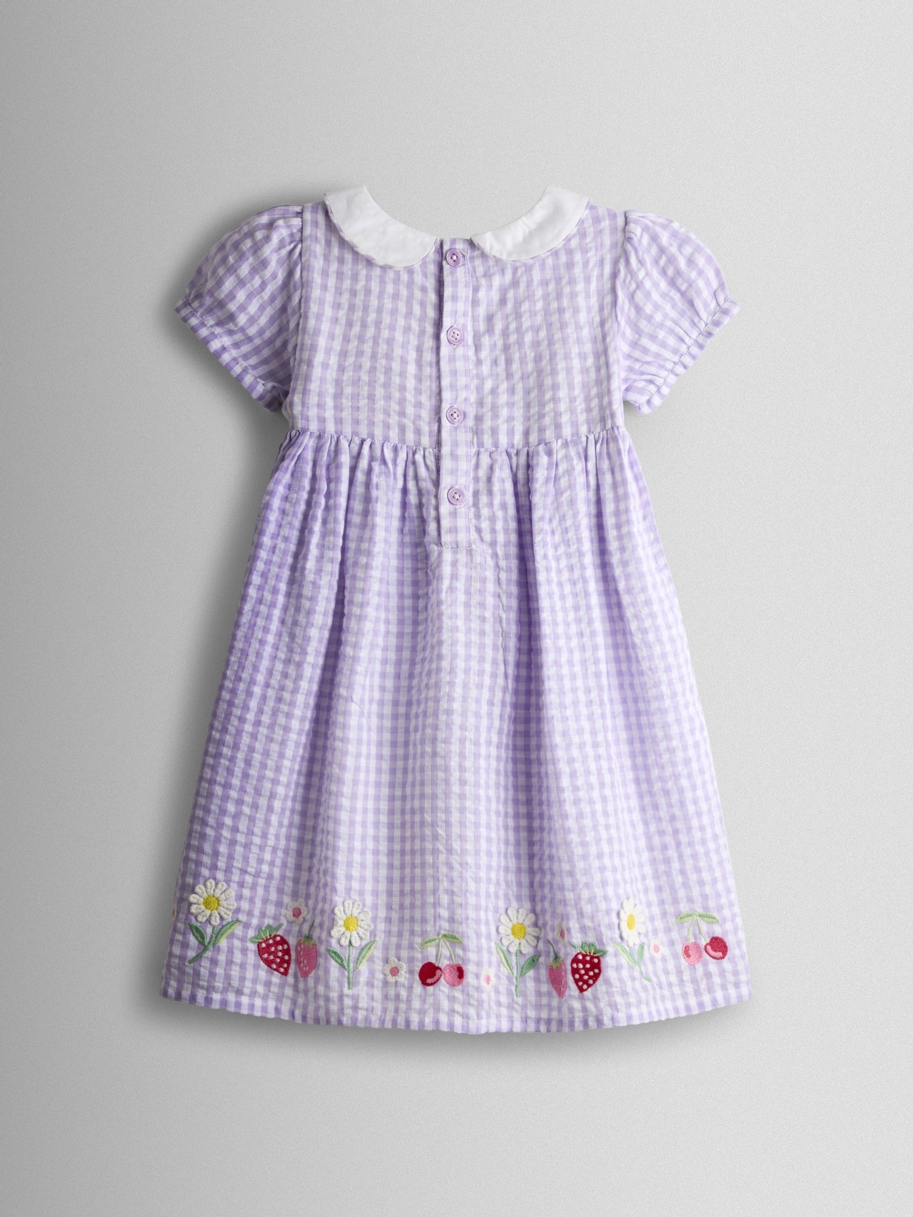 Lilac Purple Cherry Appliqué Smocked Dress - Image 3 of 8