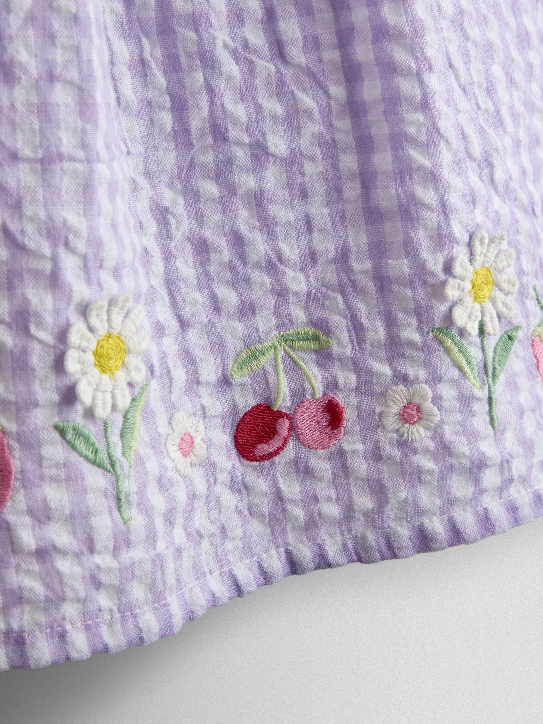 Lilac Purple Cherry Appliqué Smocked Dress - Image 7 of 8