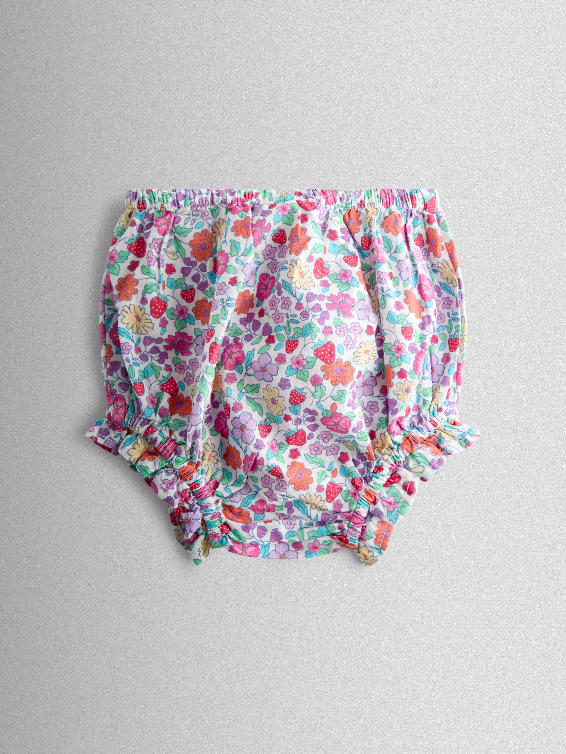 Pink Strawberry Floral Frill Shoulder Button Through Baby Dress - Image 4 of 7