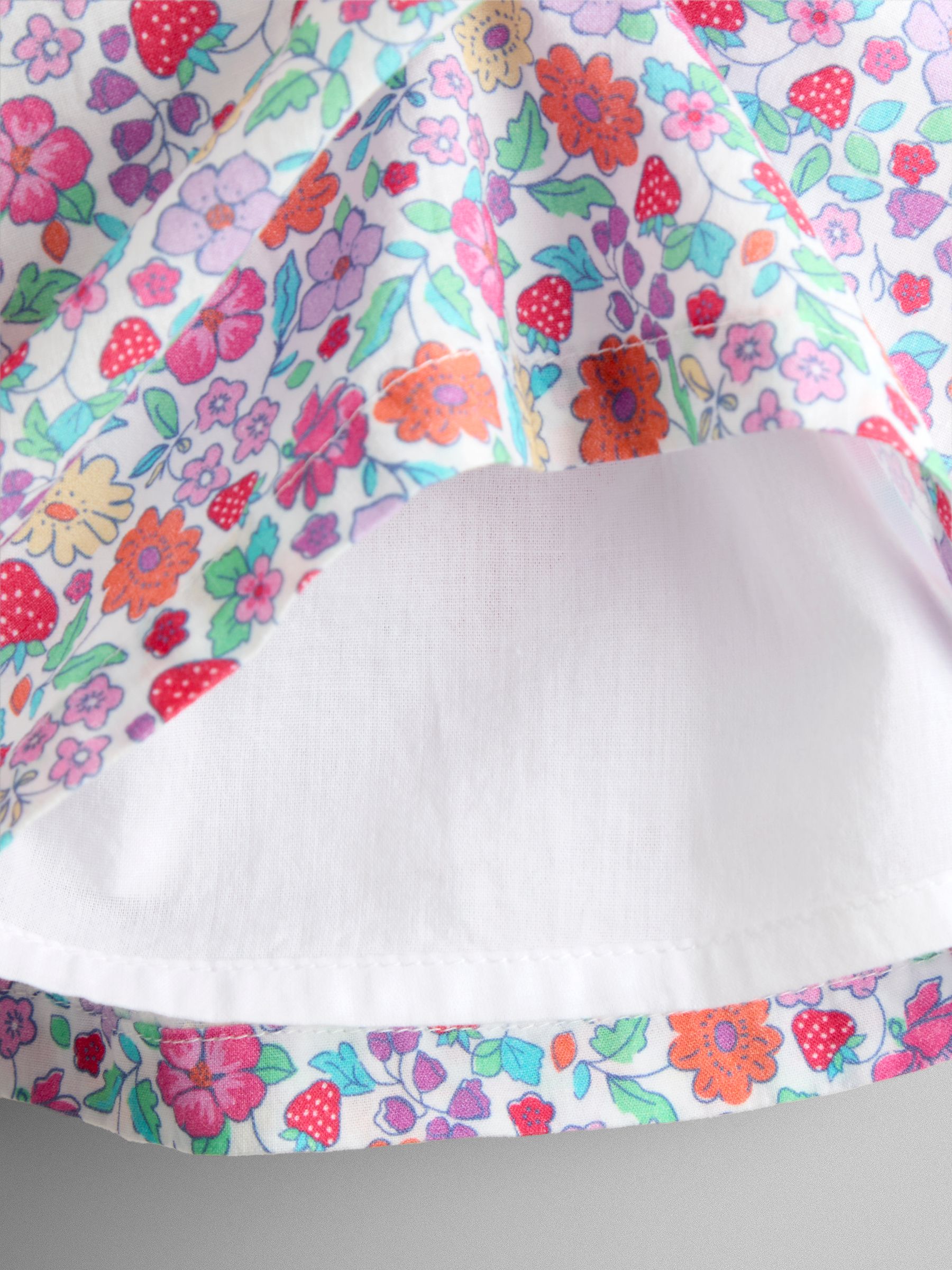 Pink Strawberry Floral Frill Shoulder Button Through Baby Dress - Image 6 of 7