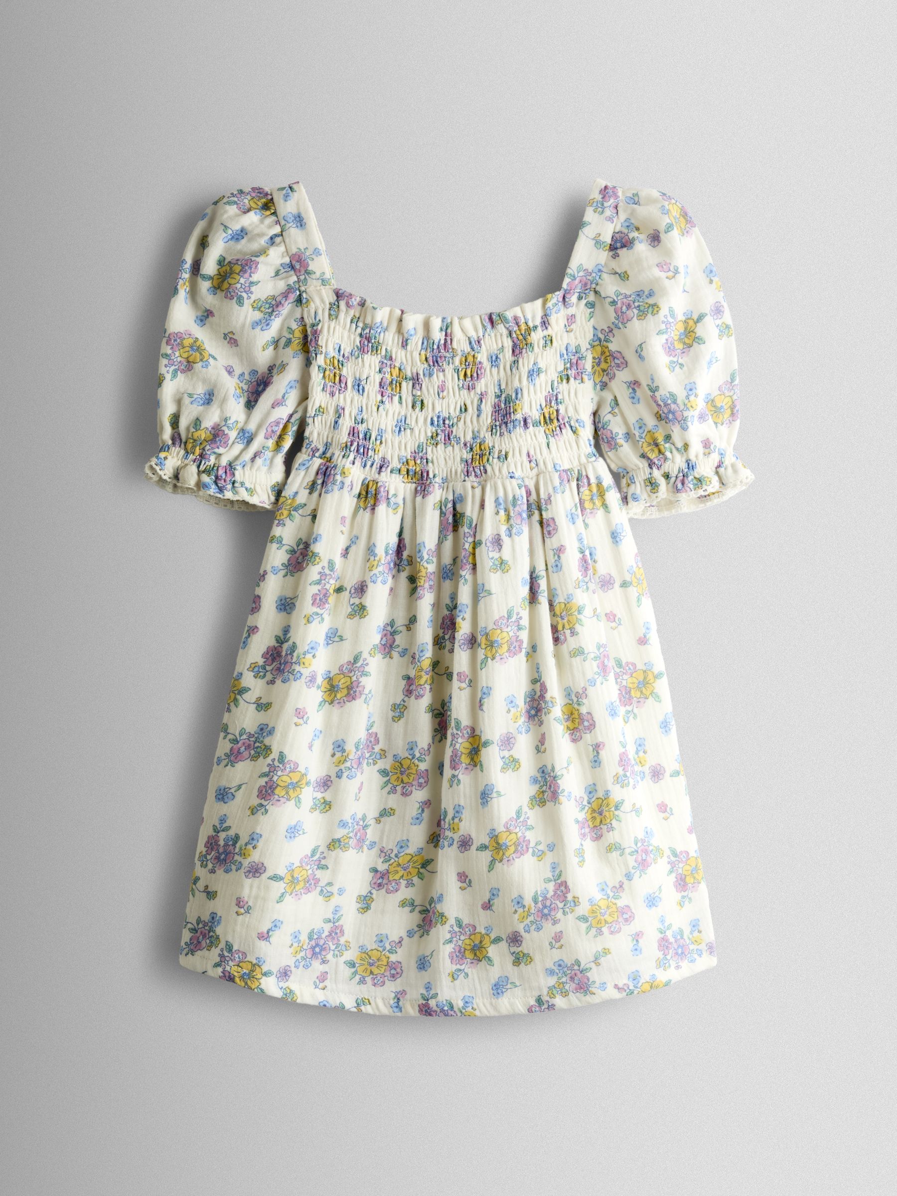 Natural Floral Cheesecloth Smocked Bodice Dress - Image 1 of 1 Natural Floral Cheesecloth Smocked Bodice Dress - Image 1 of 1