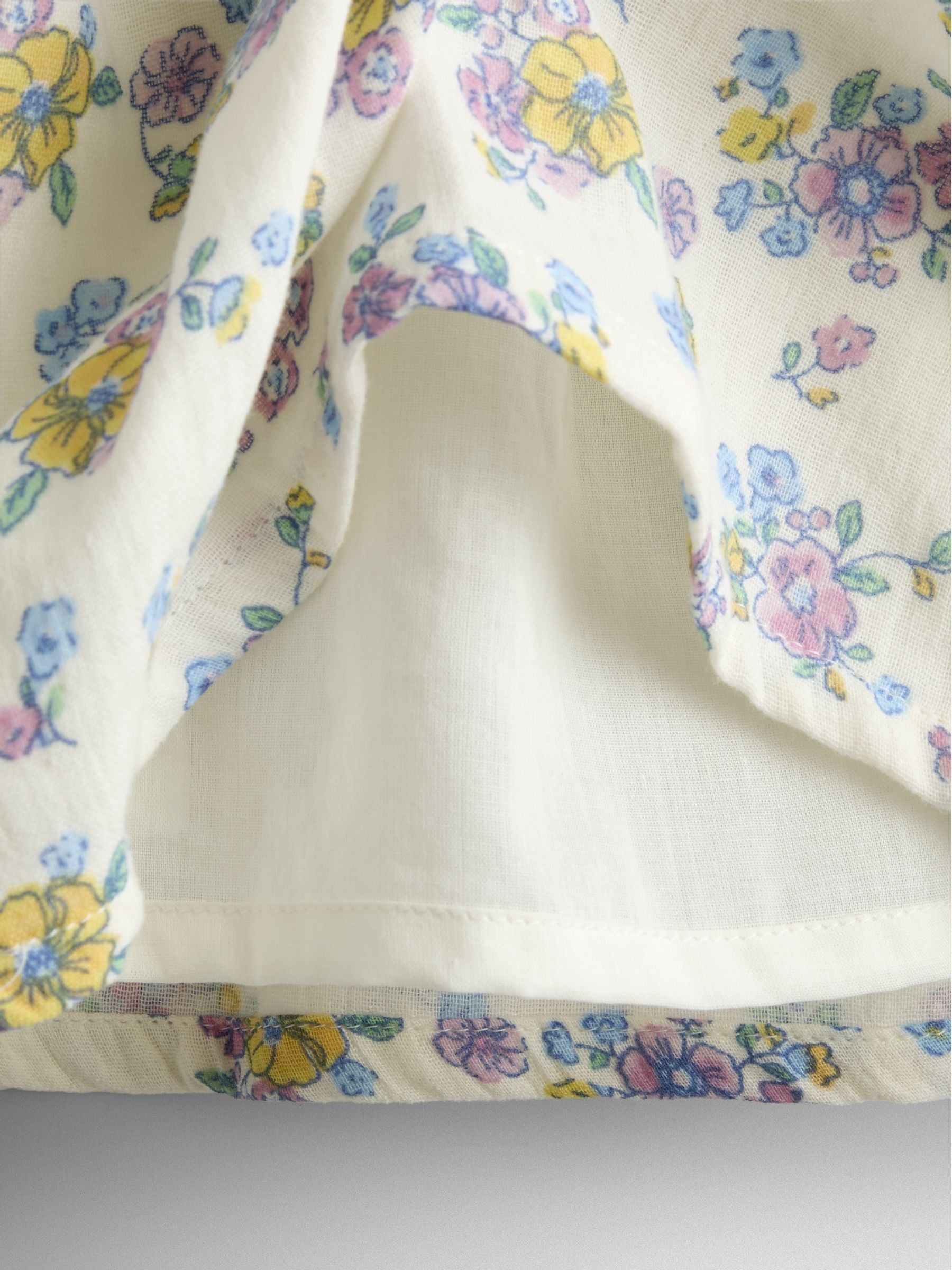 Natural Floral Cheesecloth Smocked Bodice Dress - Image 3 of 4