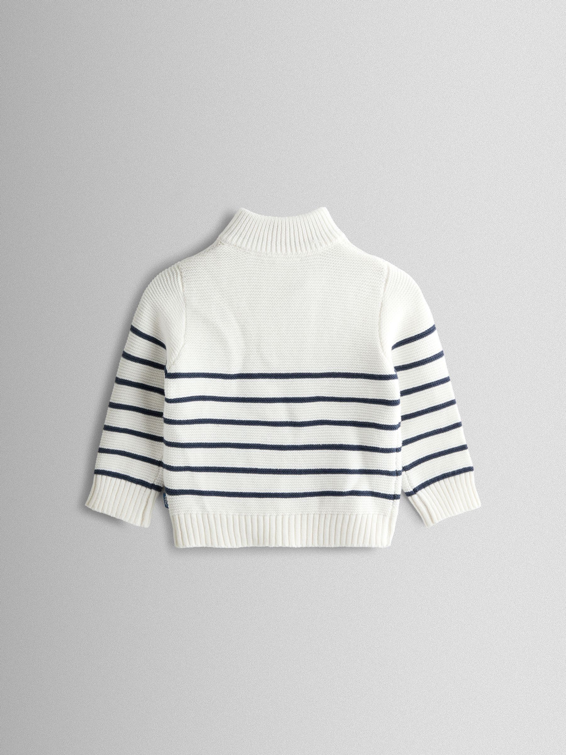 Cream Navy Stripe Stripe Half Zip Jumper - Image 2 of 4